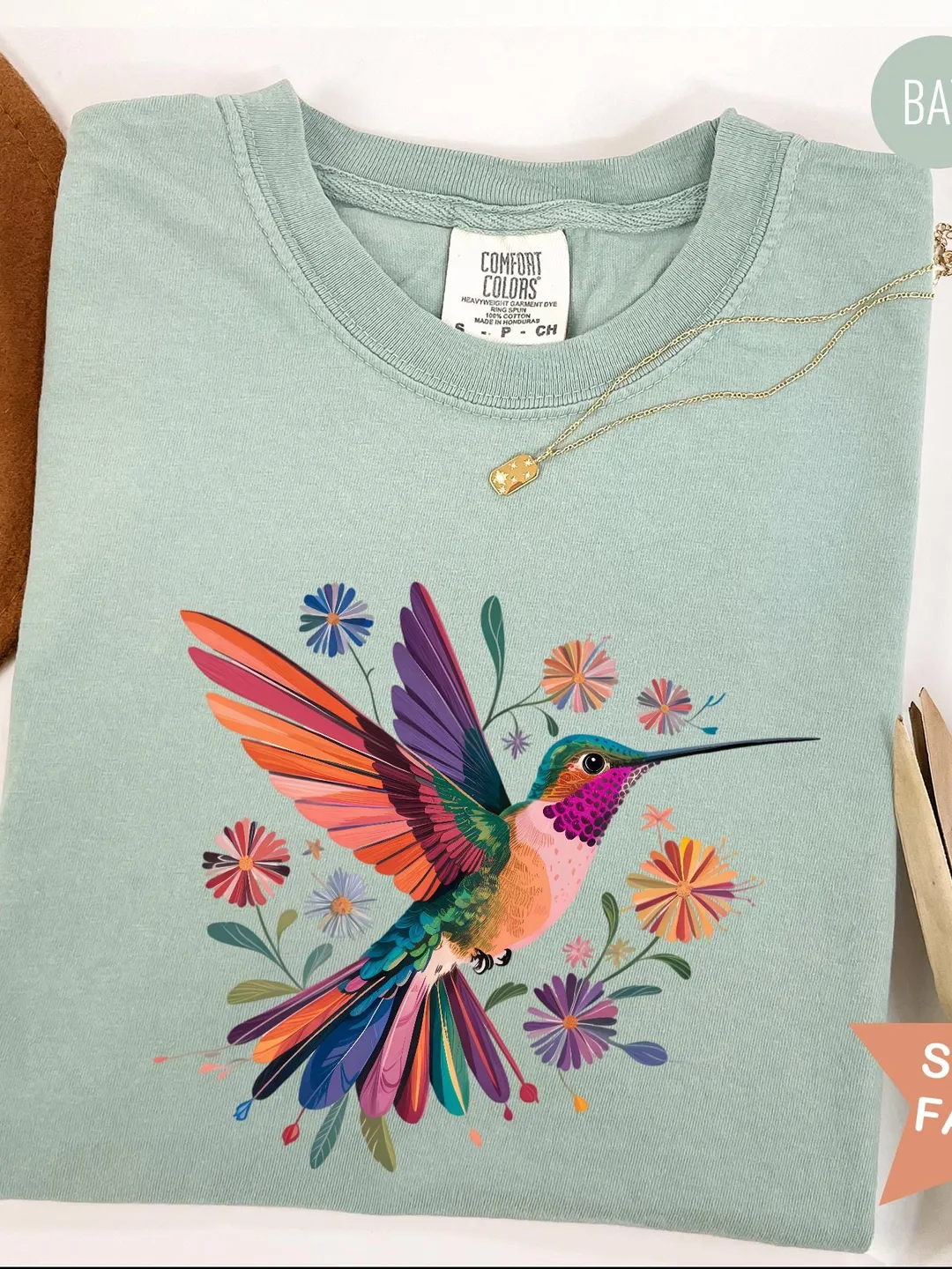 Comfort Colors® Floral Hummingbird Shirt, Animal Lover Tee, Bird Sweatshirt, Trendy Tee, Gift For Her, Bird Lover T-Shirt, Spring Birds