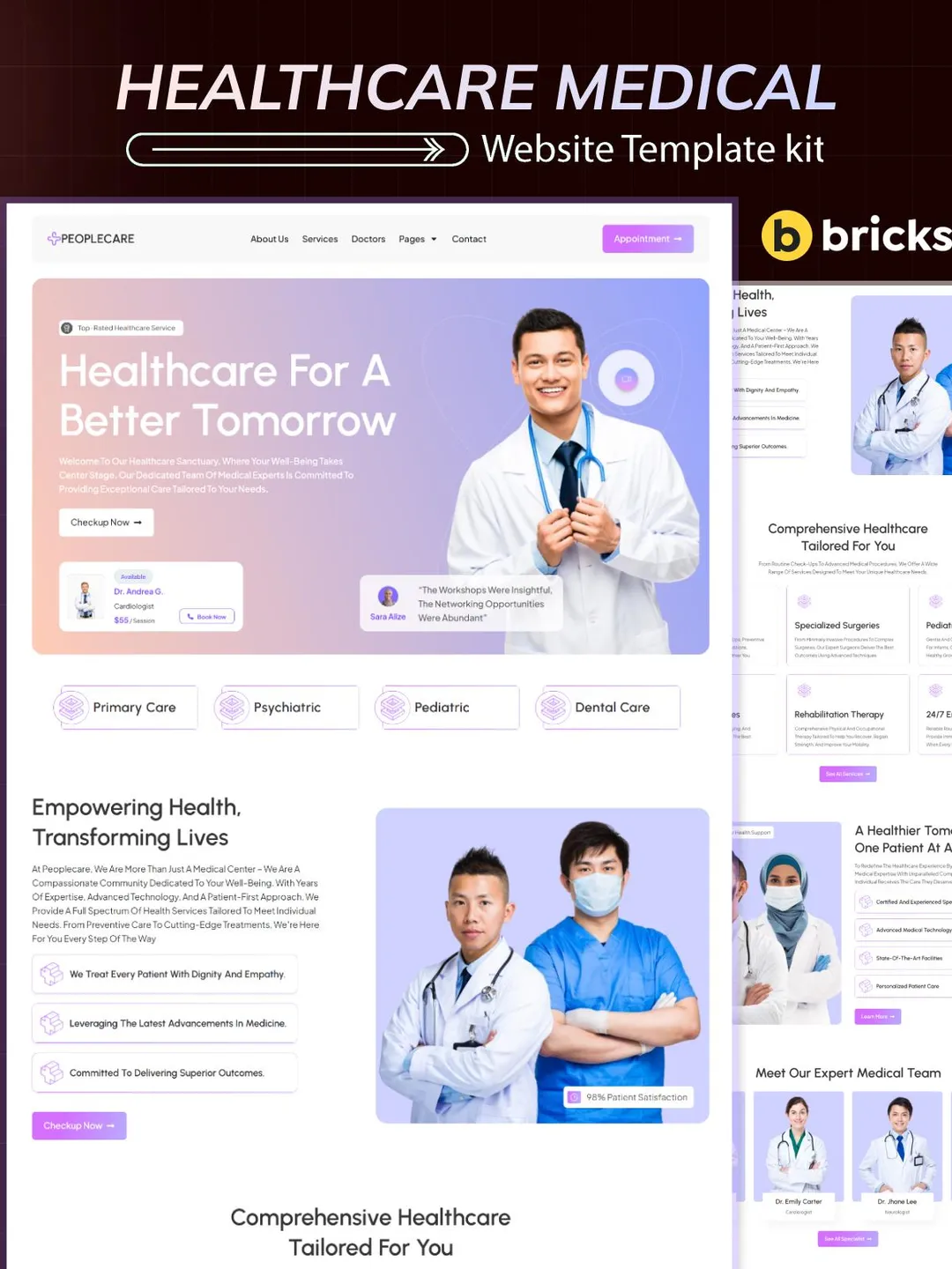 Healthcare WordPress Bricks Builder Template Kit | Doctor, Medical, Hospital & Clinic Website Template