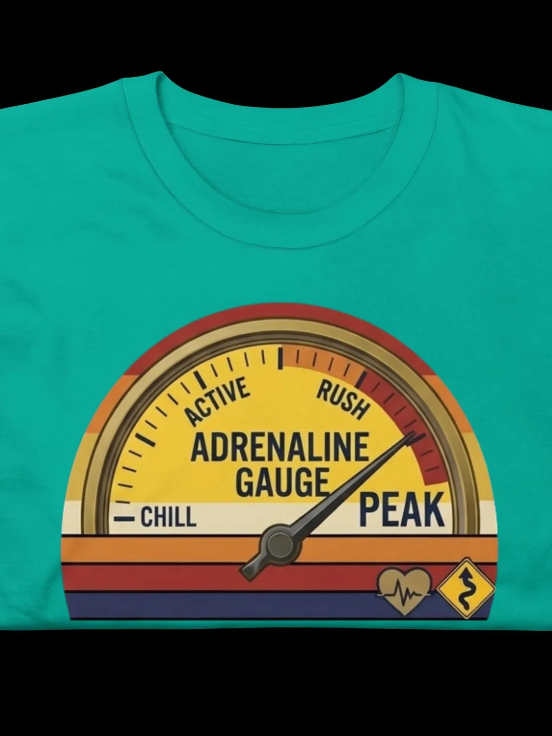 Adrenaline Gauge Vintage Sunset Shirt, Retro Adventure Graphic Tee, Extreme Sports Minimalist Top, Outdoor Enthusiast Heartbeat Streetwear