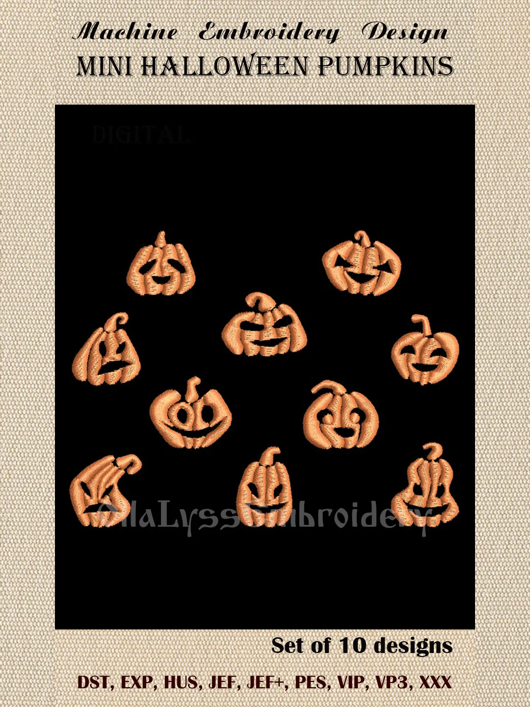 Mini Halloween Pumpkins machine embroidery designs