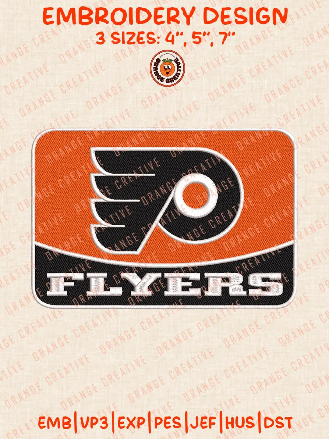 Philadelphia Flyers NHL Logos Embroidery Designs, NHL Team Logo Embroidery Files, Machine Embroidery Design File, 4 Sizes, Custom Size, Digital Download