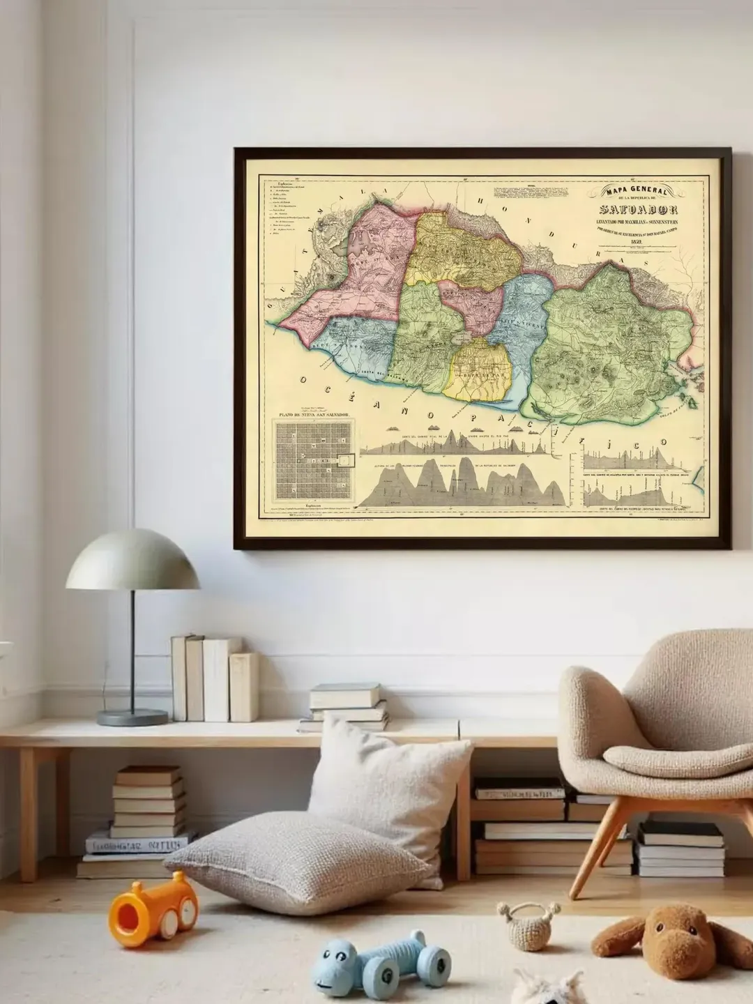 Old Map of El Salvador Honduras 1839 | Wall Map Print