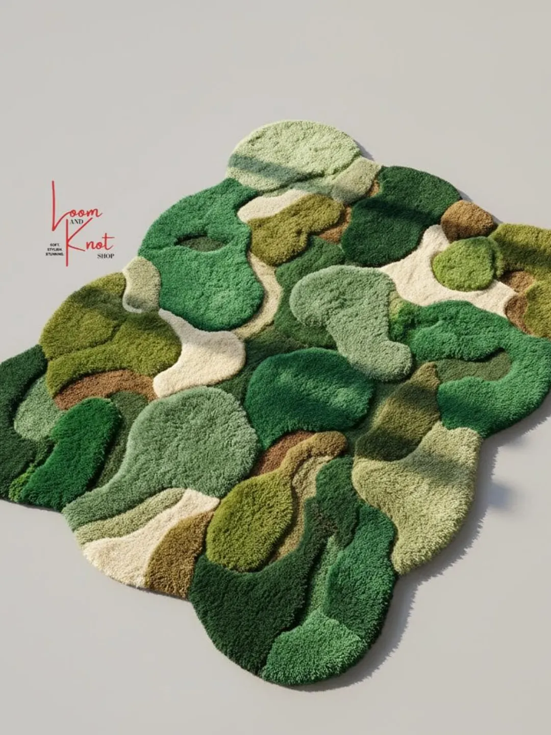 Hand Tufted Moss Rug 4x6 5x7 6x9, 100% New Zealand Wool Organic Area Rug