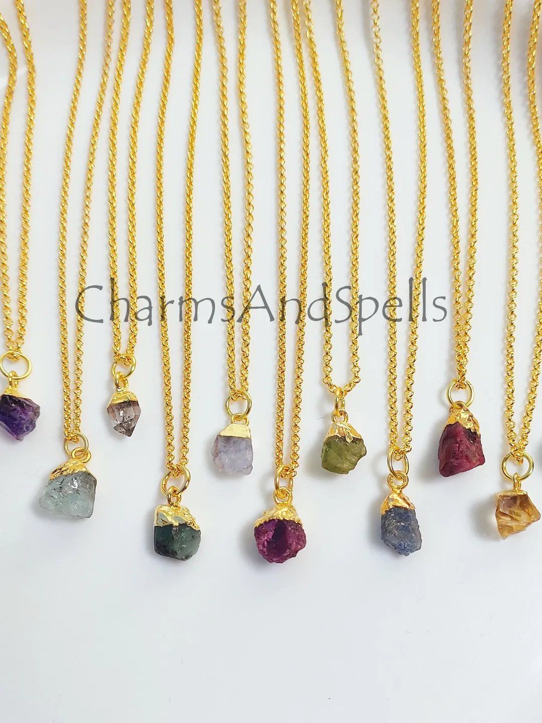 Raw Gemstone Necklace, Choose Your Birthstone, Personalized Crystal Jewelry, Boho Healing Gift Handmade Unisex