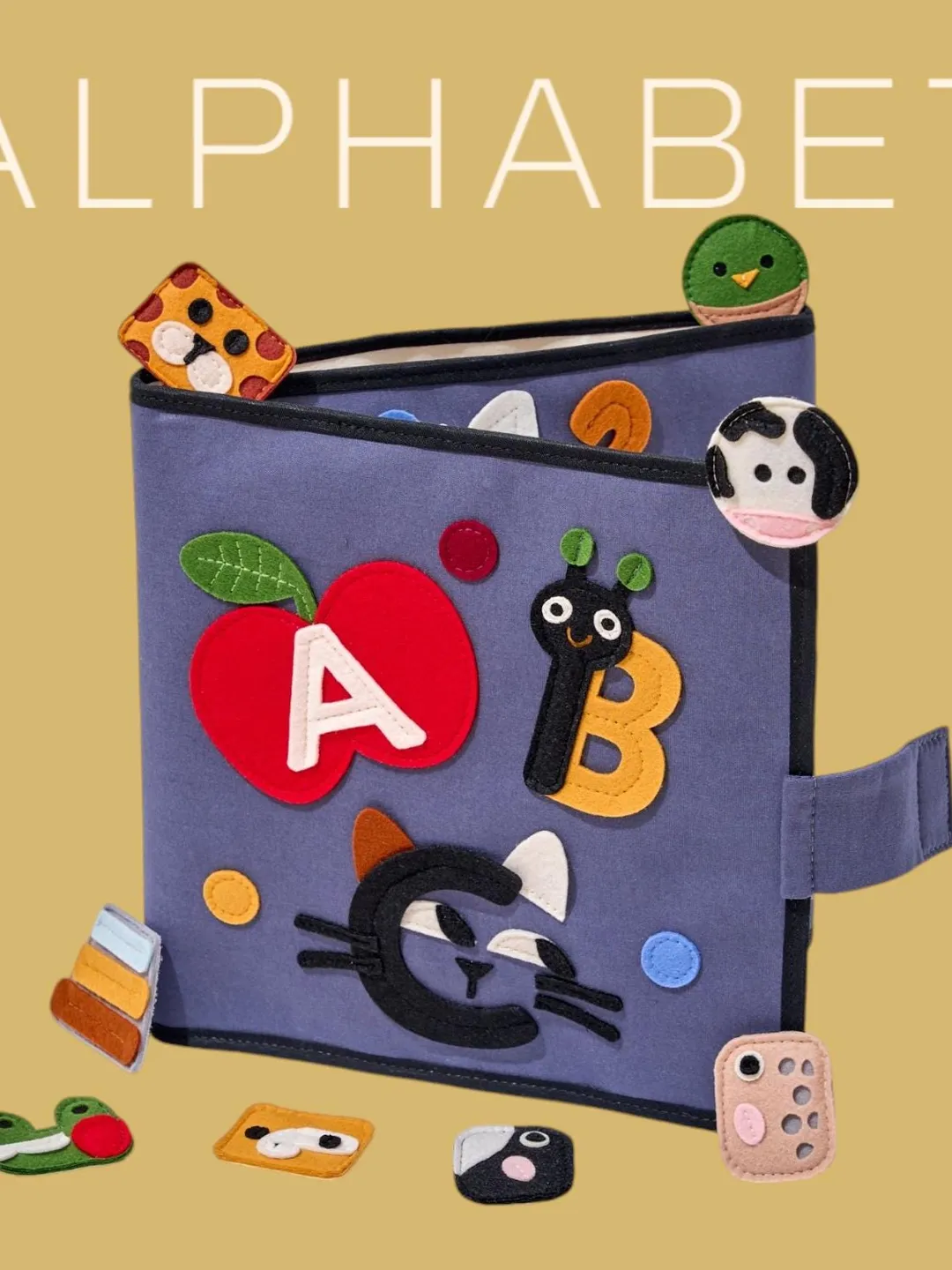 Animal Alphabet Felt Quiet Book, Handmade Toddler Learning Toy, Montessori ABC Activity Book, Educational ABC Game, Baptism toys,Kinderkrama