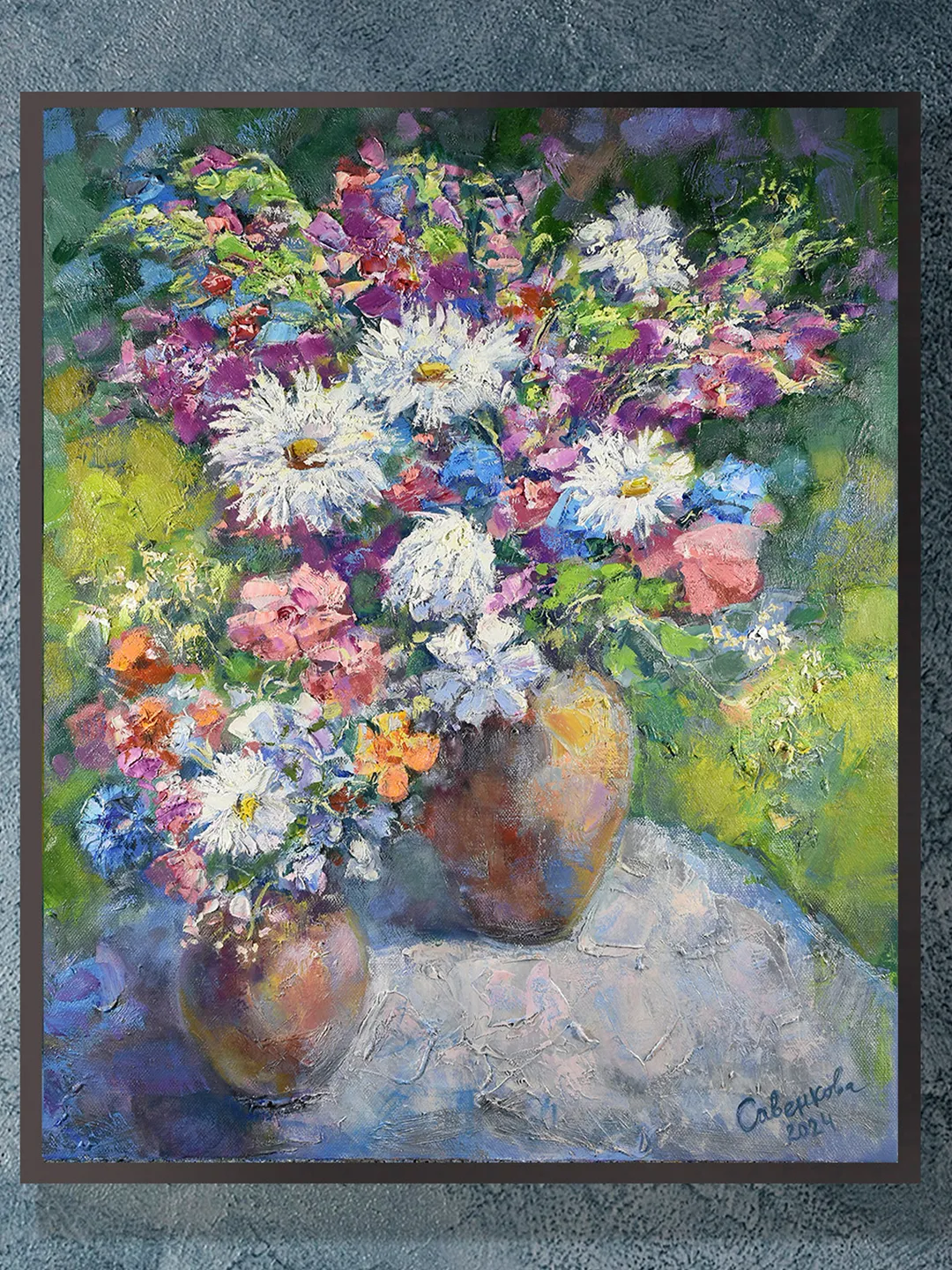 Lilac Painting Flower Original Art Floral Oil Canvas Artwork Impasto