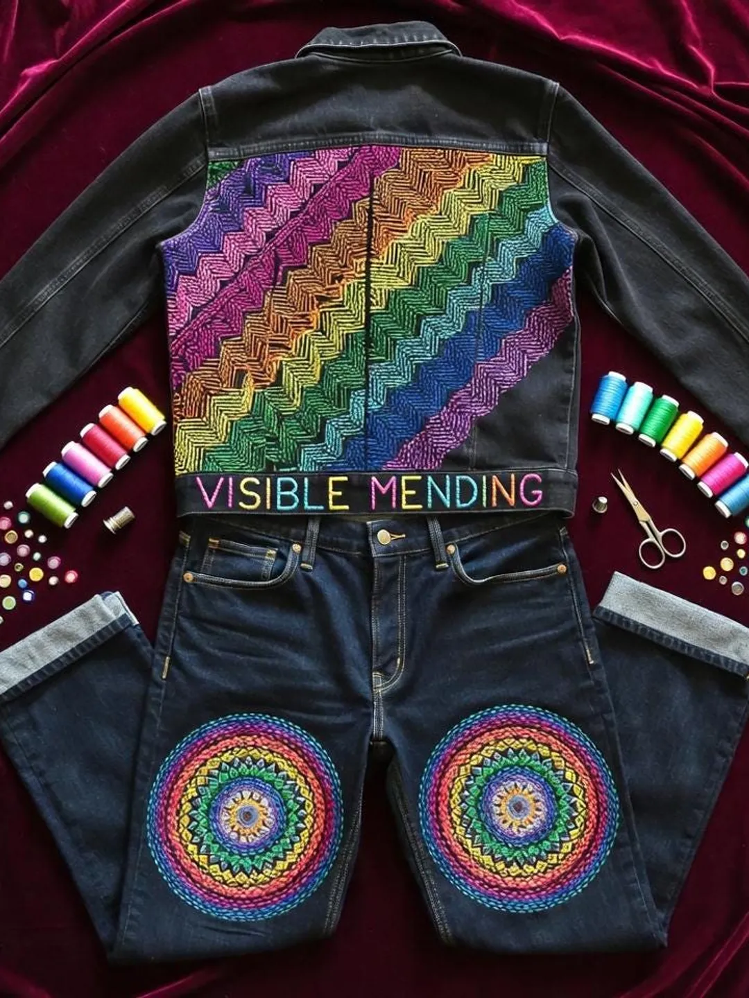 Visible Mending Embroidery PDF Sashiko Repair Tutorial DIY Decorative ...
