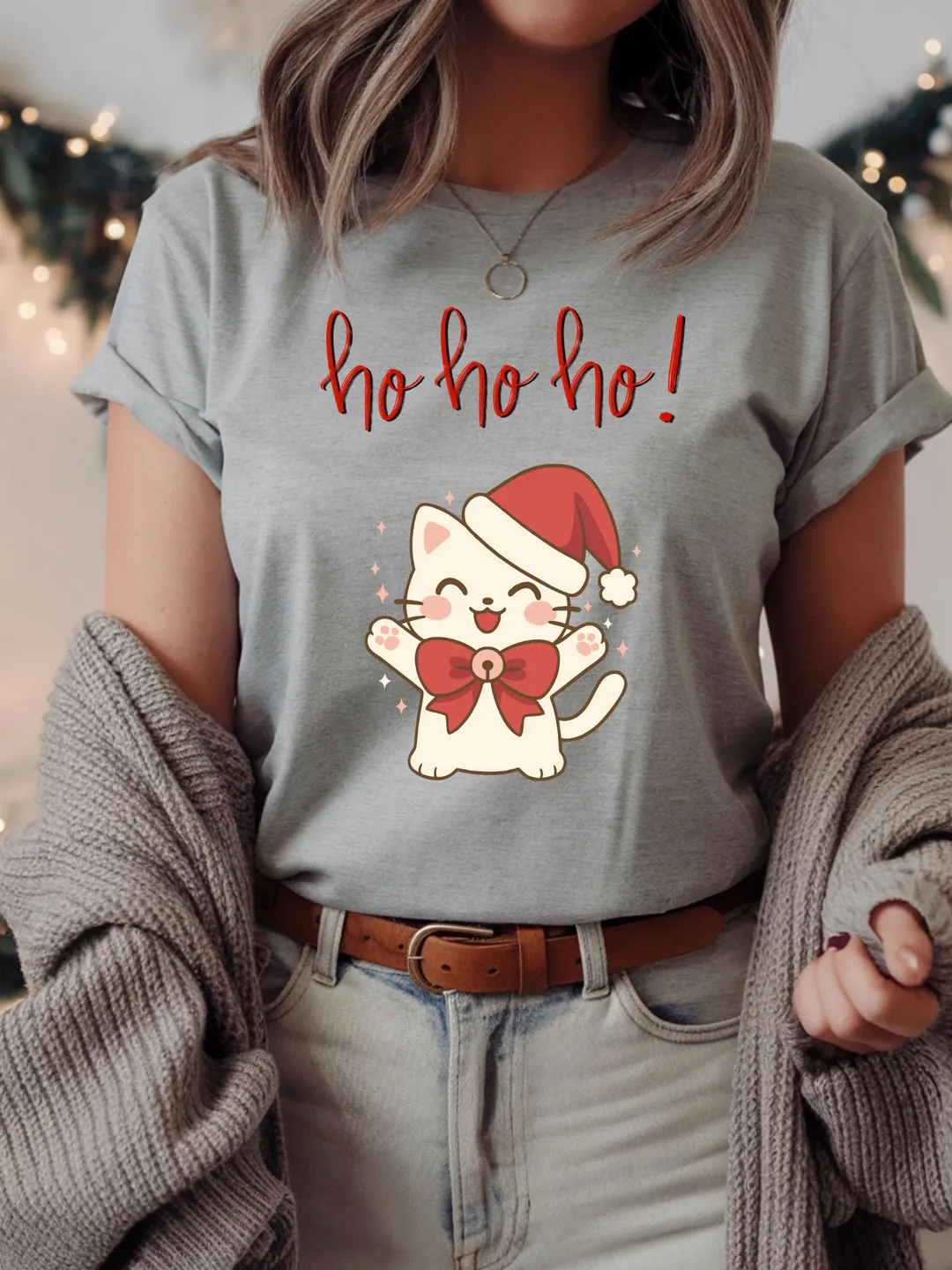Santa Kitten Christmas T-Shirt, Funny Cat Lover Gift