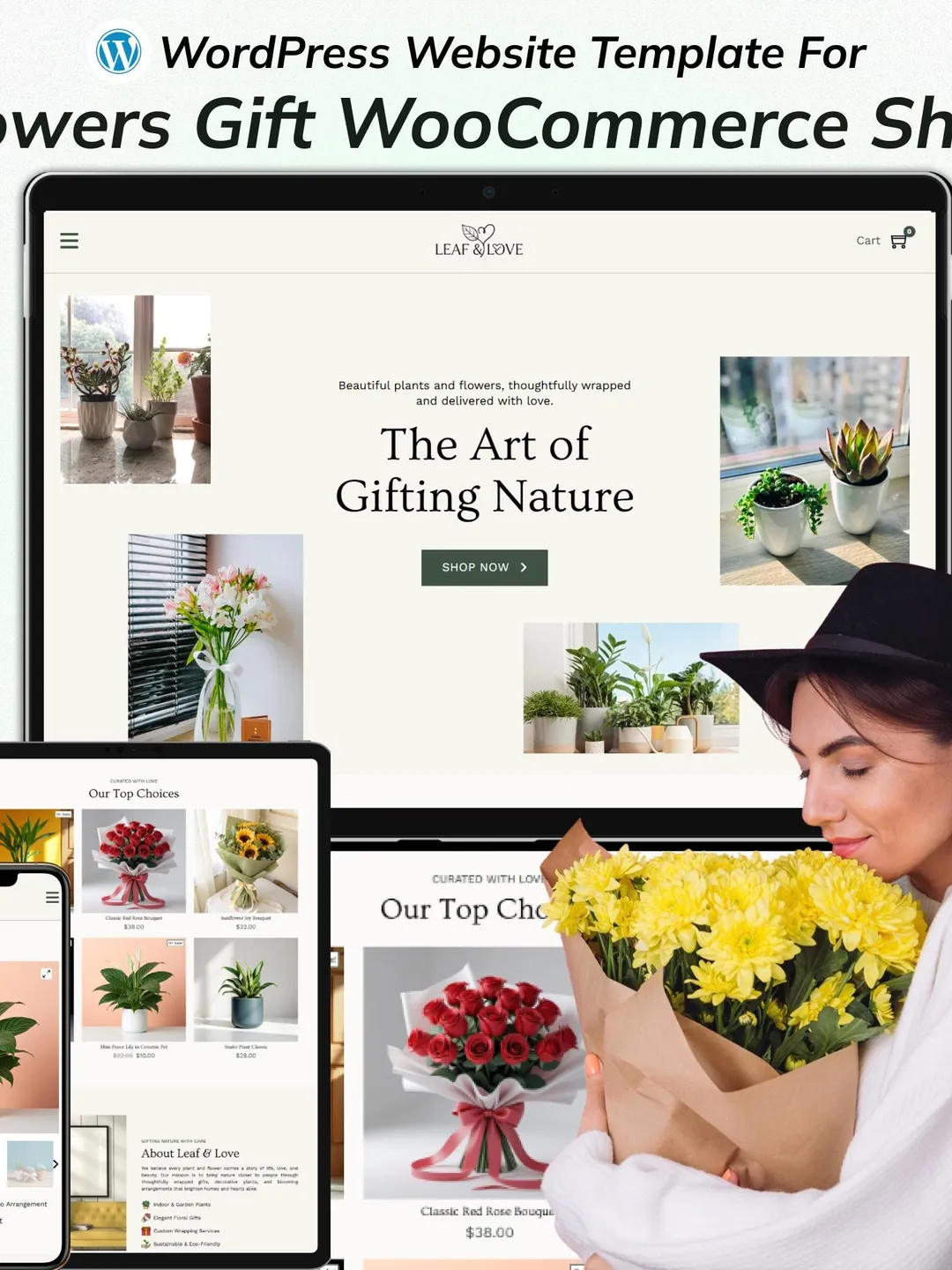 Plant Shop WordPress Bricks Builder Template Kit | Florist, Flower Store & WooCommerce Website Template