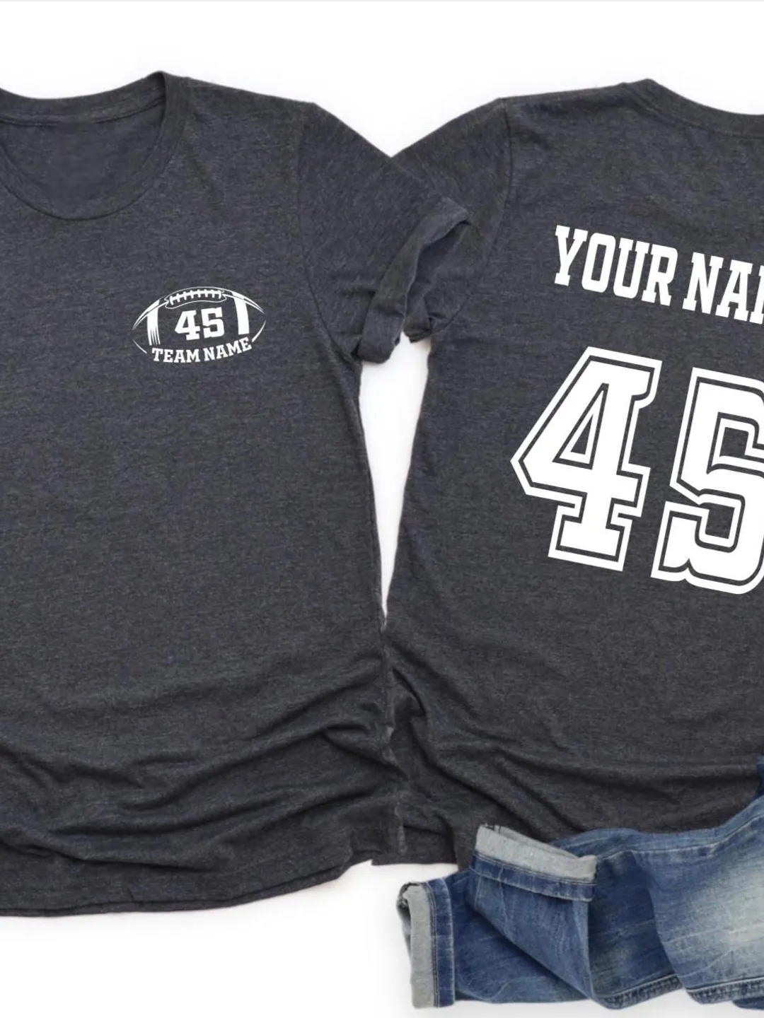 Custom Football T-Shirt Front Back Name and Number, Customized Football Jersey, Personalized Football, Team Fan Jersey, Football Mom T-shirt