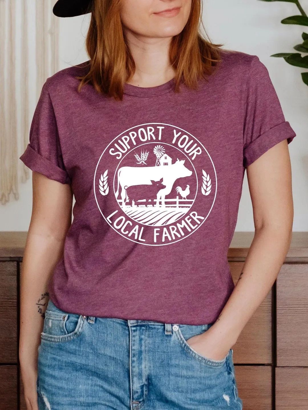 Support Local Farmers T-Shirt: Farm Animals Graphic Tee