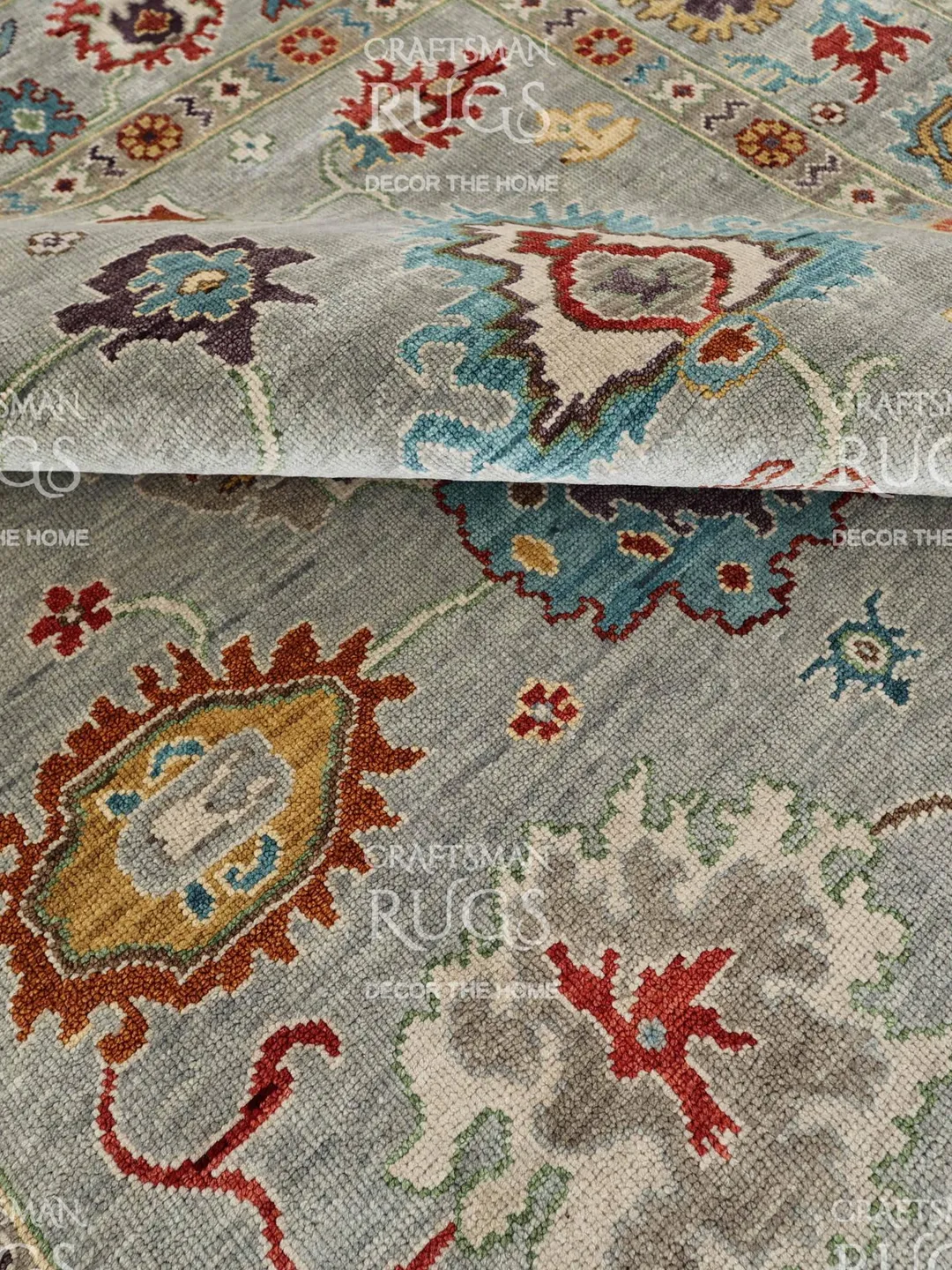 8x10 feet Quick Ship! Grey Turkish Inspired Oushak Hand Knotted Rug - Handmade Antique style Contemporary Living Room, Bedroom, Office