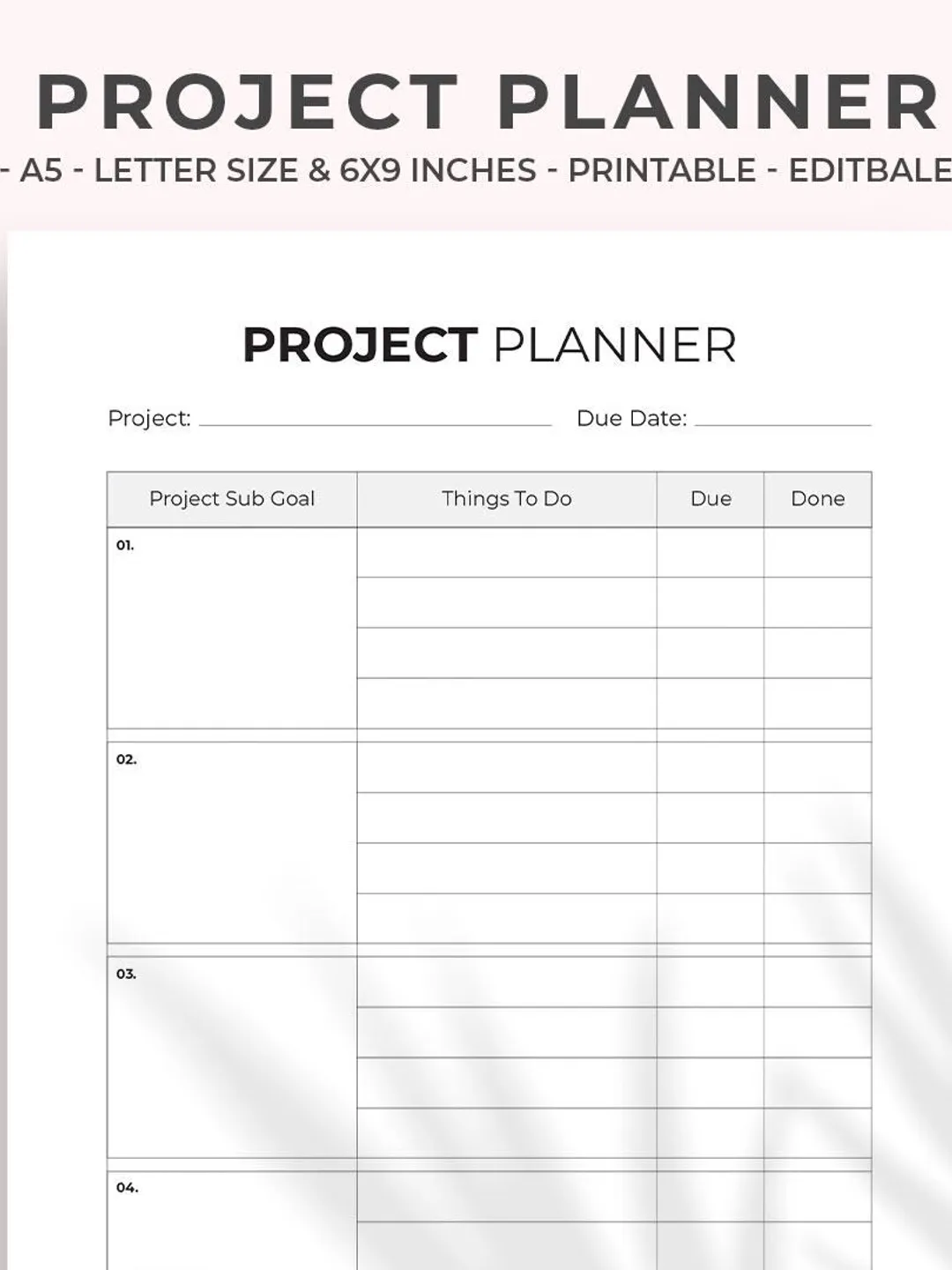Project Examples Organizer Easy Minimalist Project Organizer – Modern Project Planner, Task Tracker ...