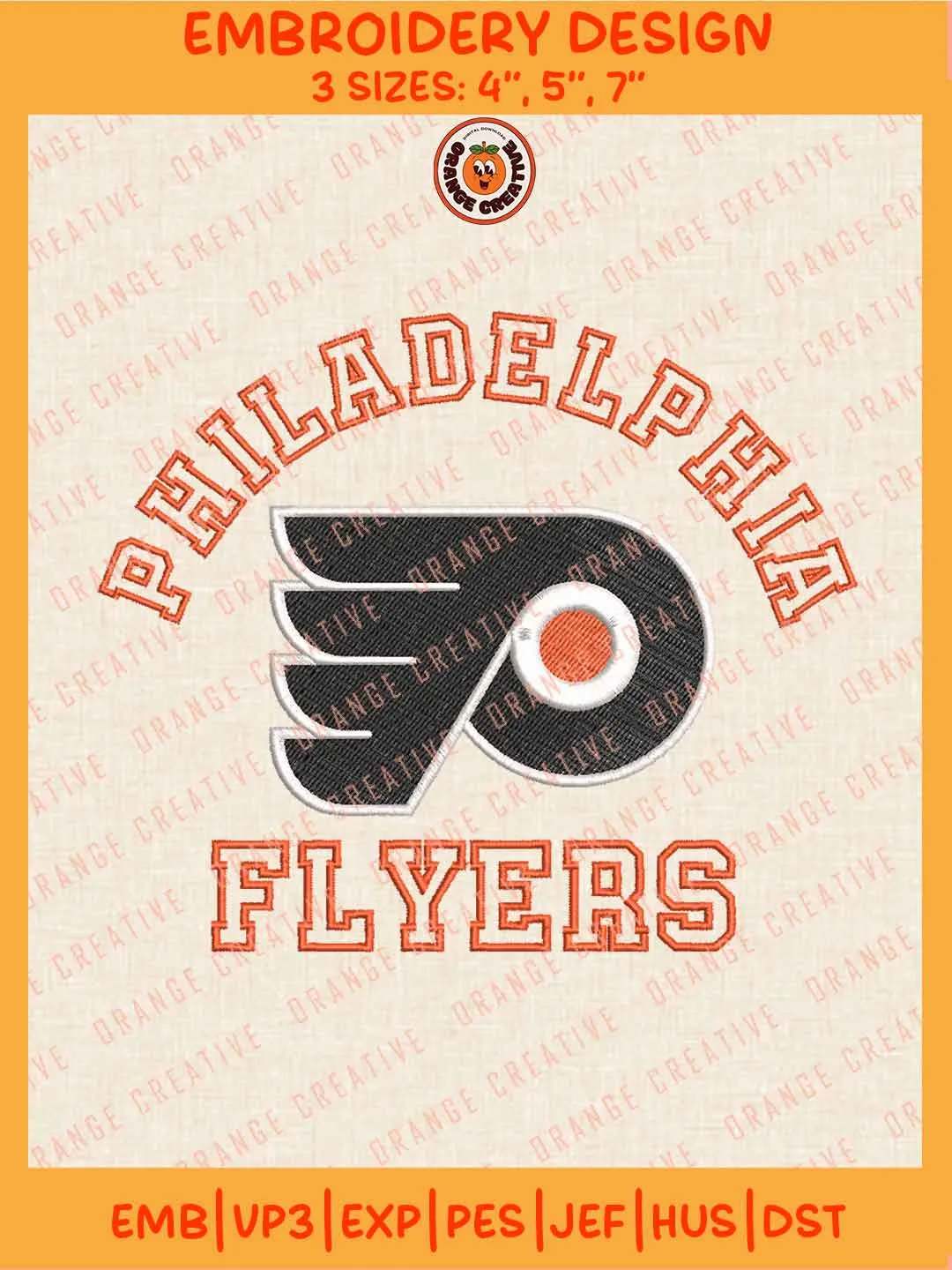 NHL Philadelphia Flyers Team Logo Embroidery Files, Philadelphia Flyers Hockey Team Embroidery Designs, NHL Flyers Machine Embroidery Files, NHL Hockey Team Machine Embroidery, Digital Download