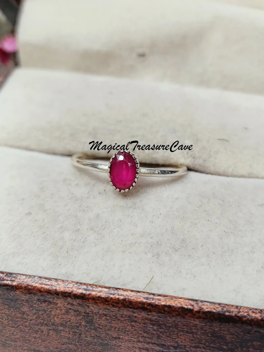 Natural Ruby Ring, Stacking Ring, 925 Sterling Silver Ring