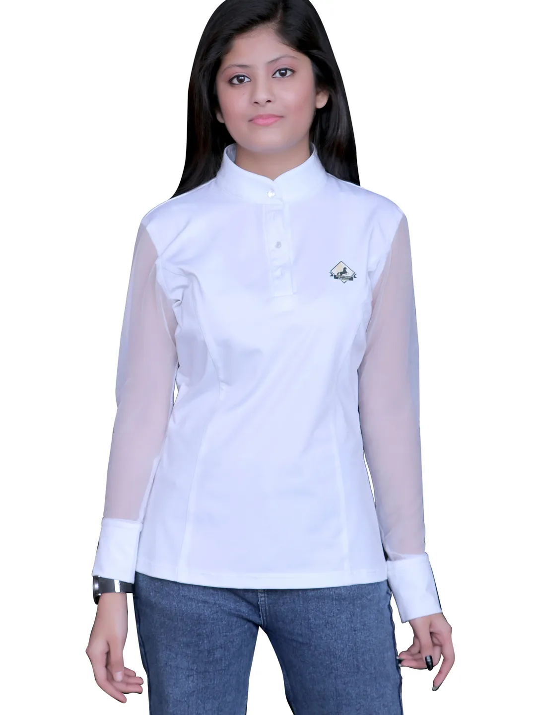 Equestrian Style T-Shirt: White Polyester Horse Riding Top