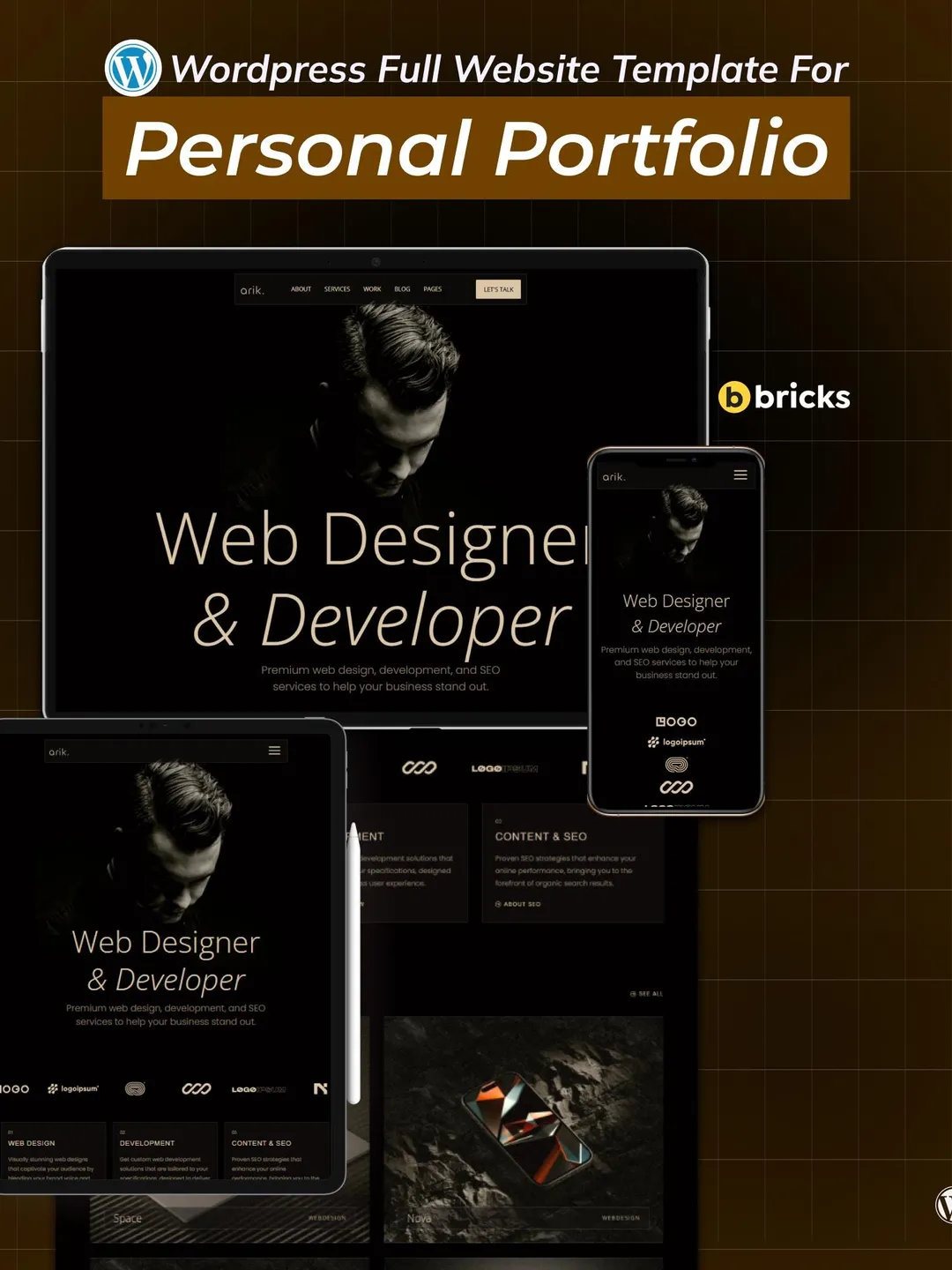 Creative Portfolio WordPress Bricks Builder Template Kit | Personal Resume & Freelancer Website Template