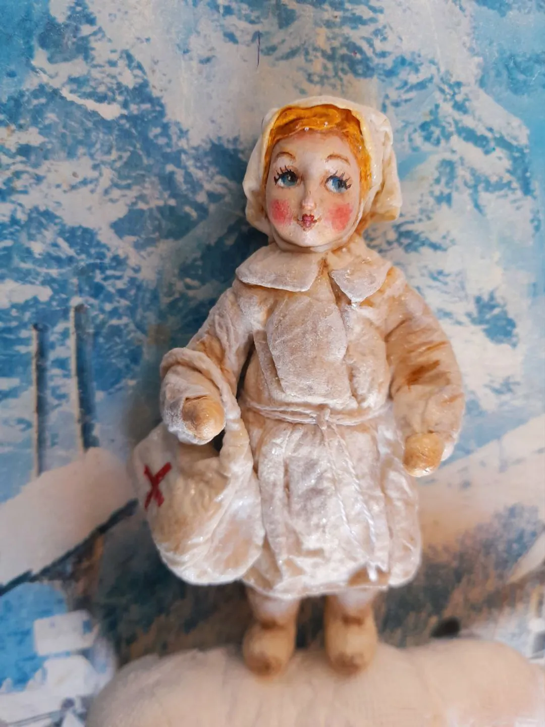 Vintage Nurse Decor Spun Cotton Decor  Gift for Retro Style