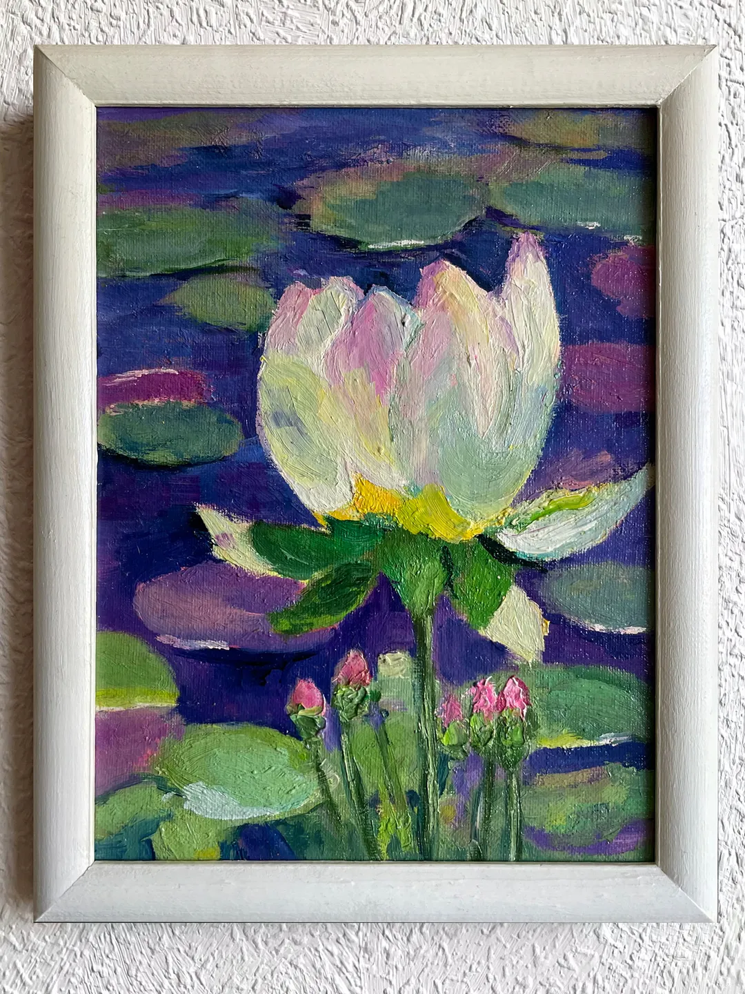 Lotus Painting Water Lily Original Painting Impasto Lotus Art Wall ...