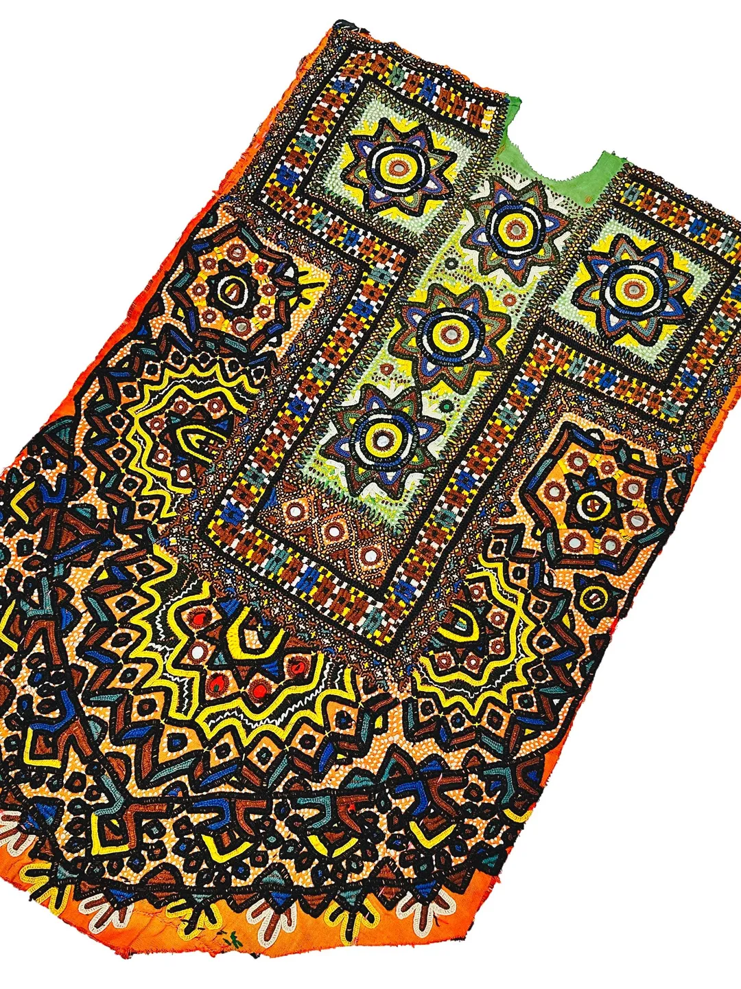 Mirror Work Kutchi Banjara Yoke Patch Embroidered Yoke Patch For Boho Hippie Dresses And Crafts.