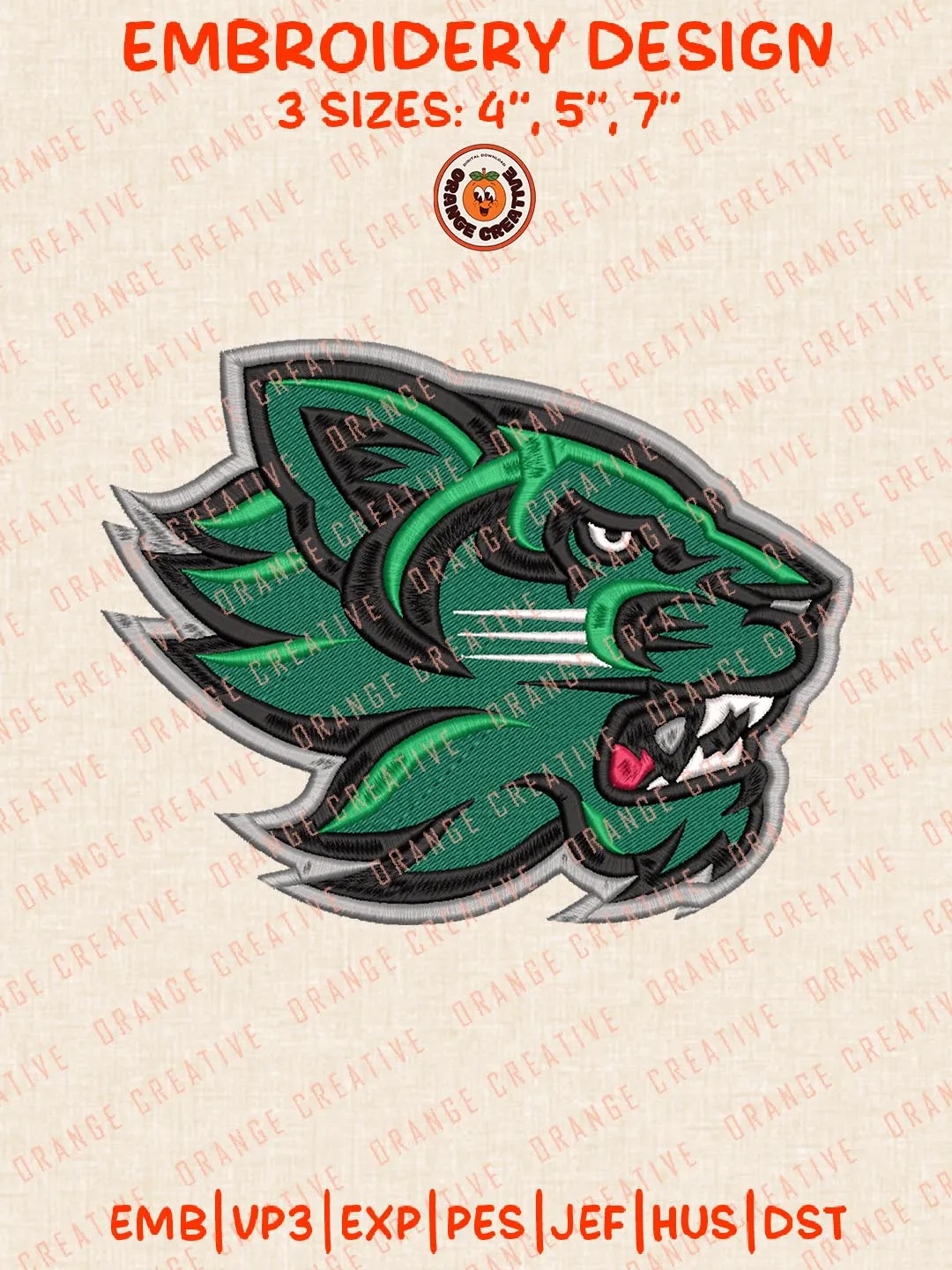 Binghamton Bearcats Head Mascot Embroidery Design Files, NCAA Logos Embroidery Designs, NCAA Machine Embroidery Files, 3 Sizes, Custom Sizes, Instant Download