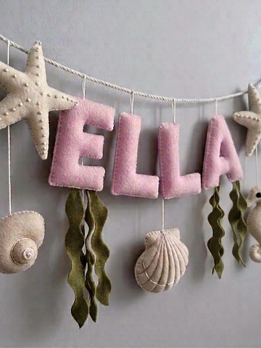 Custom Name Garland , Flowers Custom Name Decor, Felt Name, Felt