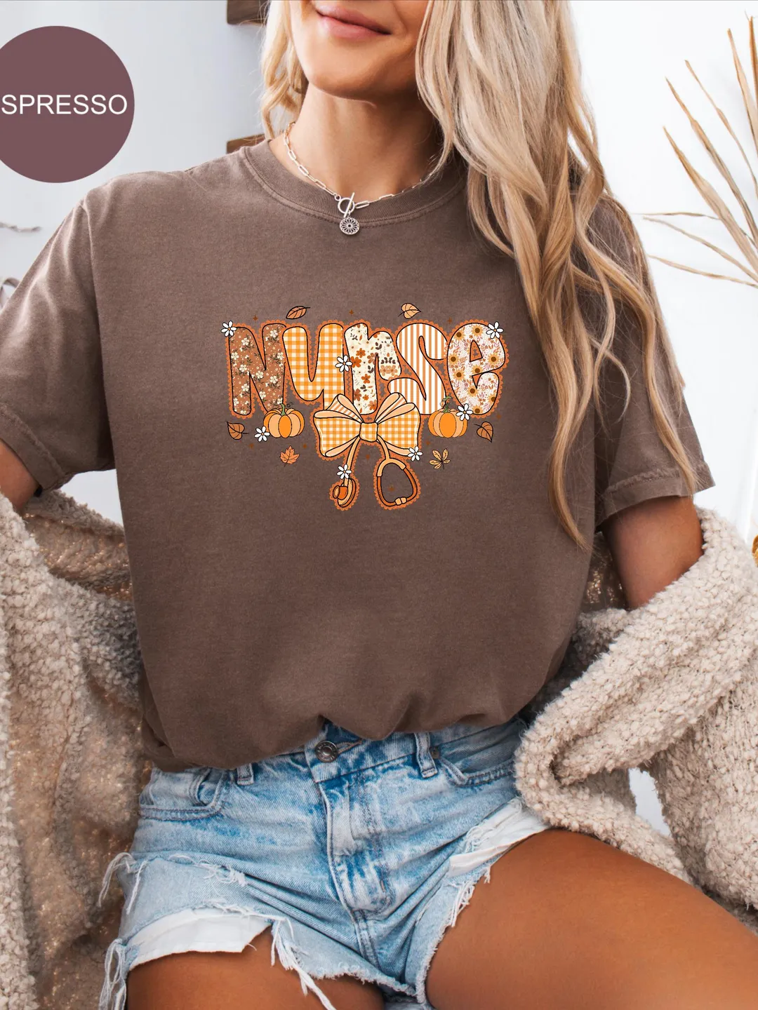 Comfort Colors® Nurse Shirt - Cozy Pumpkin Halloween Tee for Women