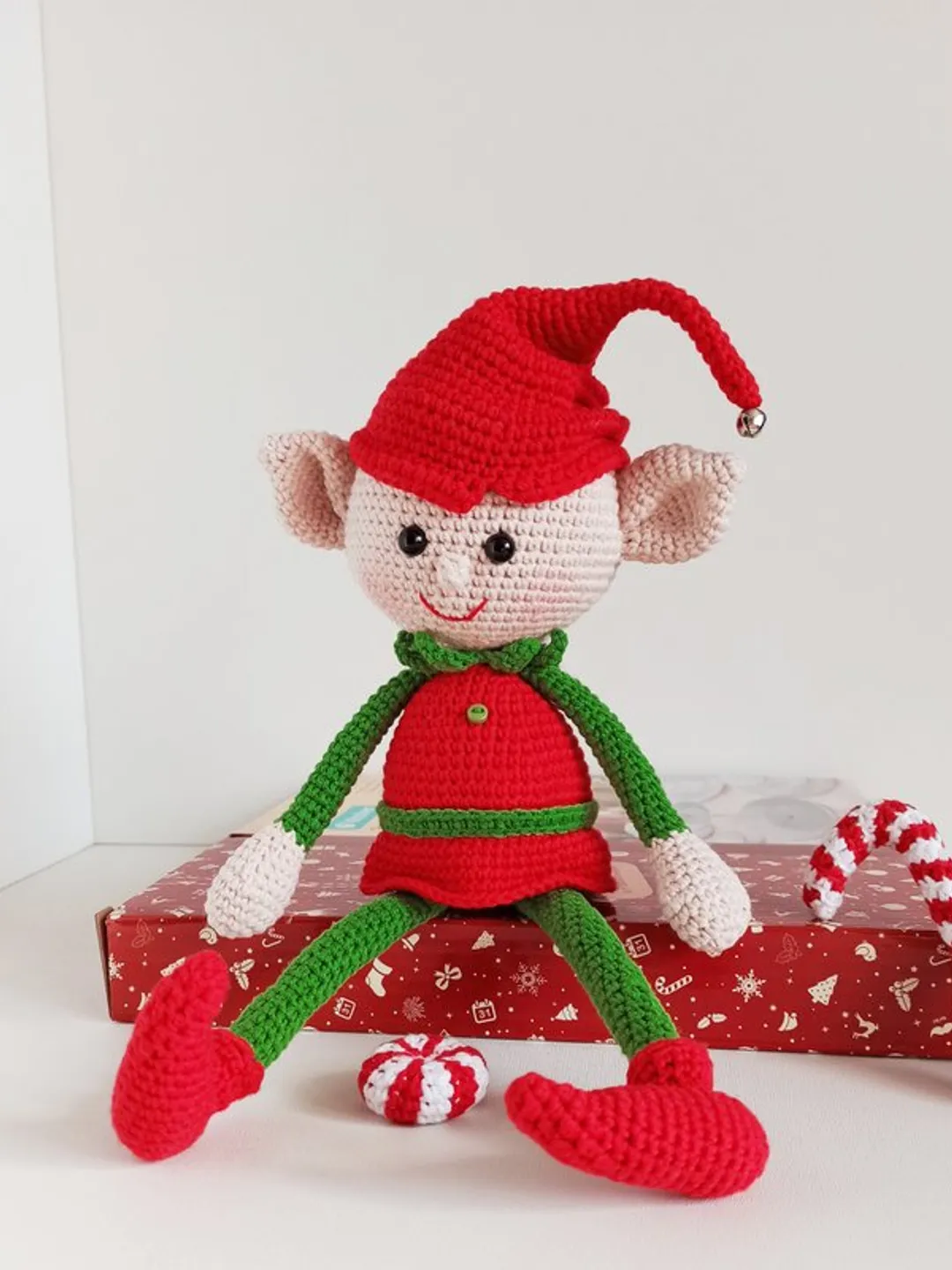 Crochet Christmas elf, Xmas holiday decoration,toy Christmas elf, gift for kids