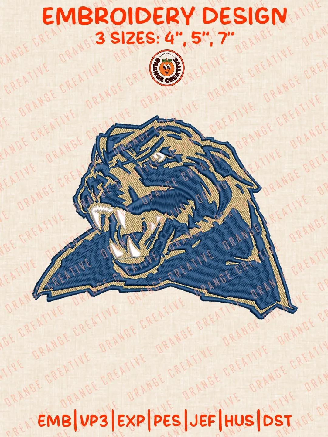 Pittsburgh Panthers Ncaa Mascot Logo Embroidery Design Files, NCAA Logos Embroidery Designs, NCAA Machine Embroidery Files, 3 Sizes, Custom Sizes, Instant Download