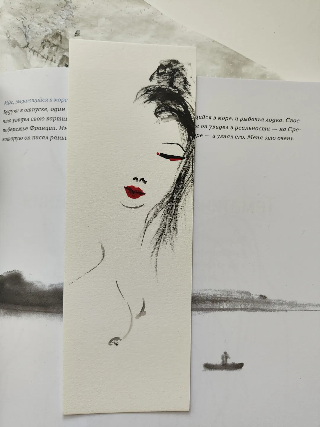 Handpainted bookmark.Nude girl