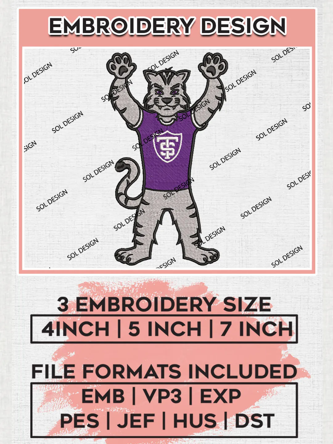 St Thomas Minnesota Tommies Team Funny Mascot Logo Embroidery Design Files, NCAA St Thomas Minnesota Tommies Machine Embroidery, NCAA Teams, 3 sizes, NCAA Machine embroidery designs, Digital Download