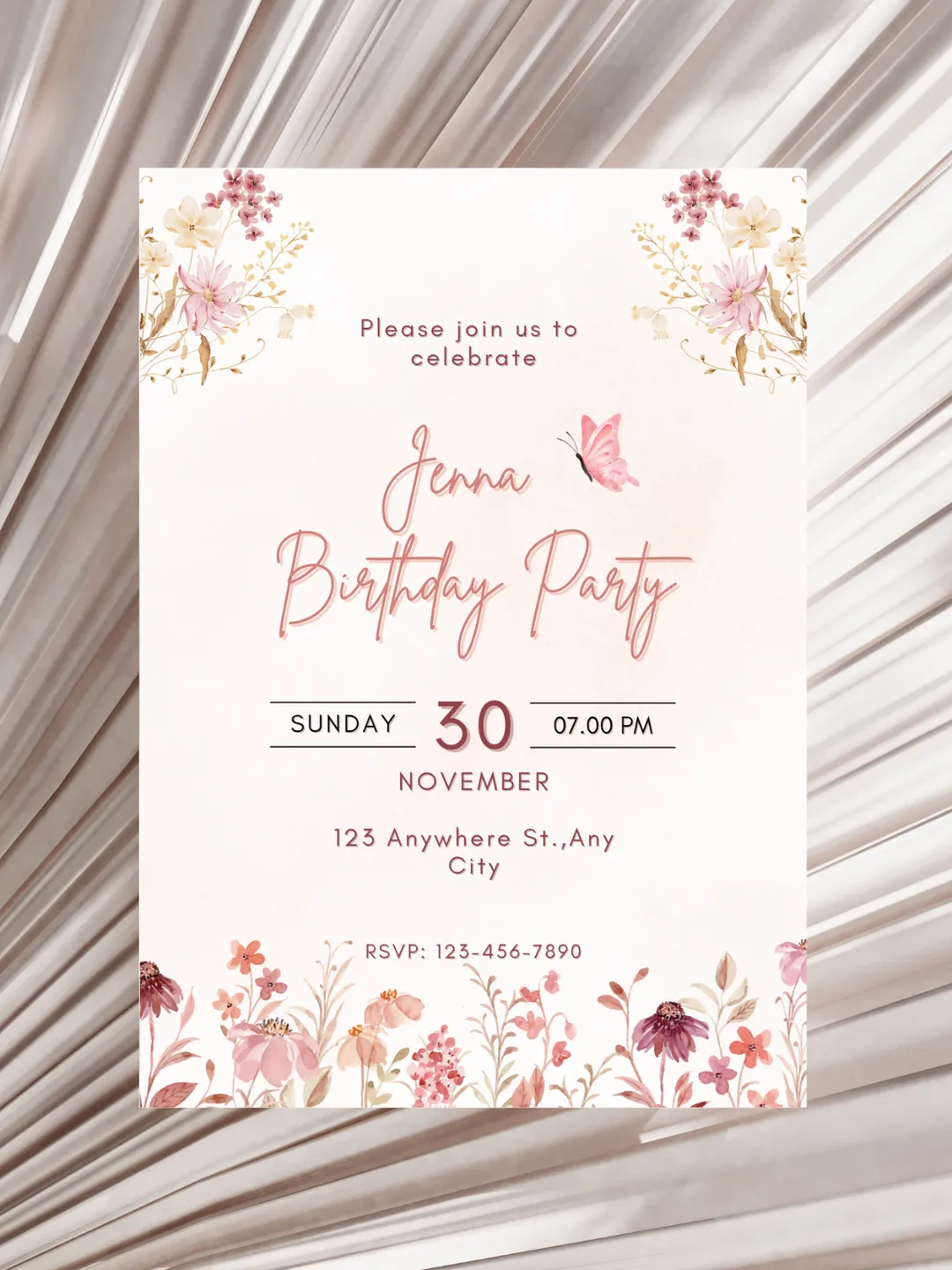 Birthday Dinner Invitation, Editable Birthday Dinner Digital Invite, Dinner Invitation Template, Minimal Birthday Invite, Any Age Invite