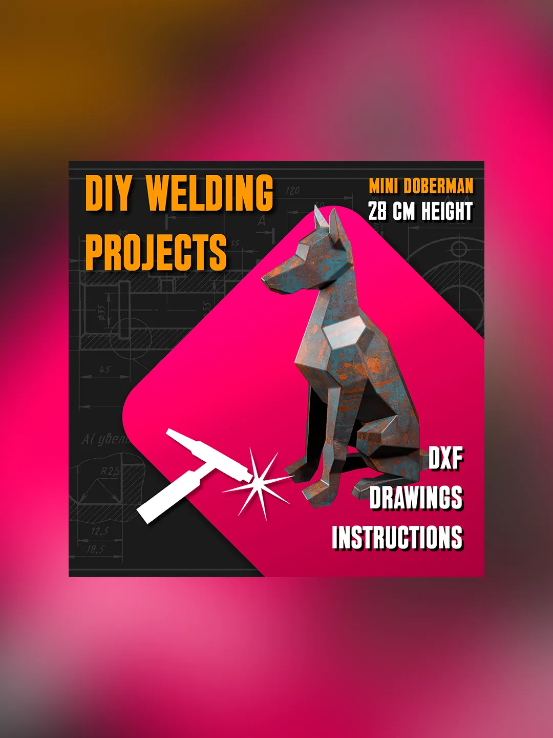 Welding Project Plans Drawings Mini Doberman (DXF, PDF)