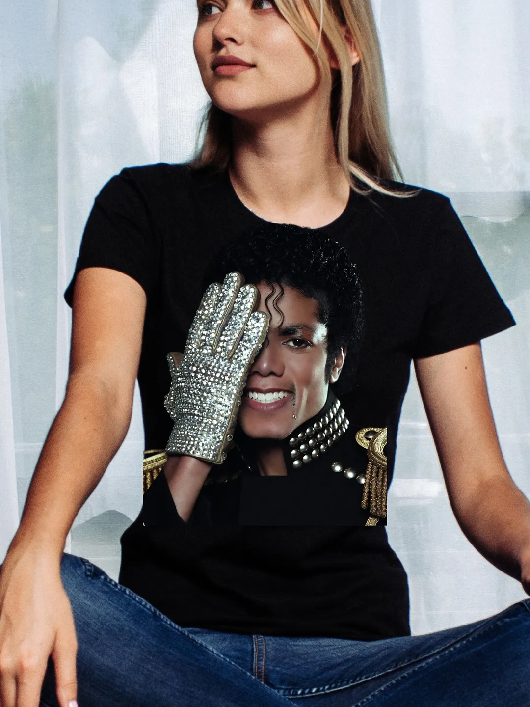 Michael Jackson King of Pop PNG, Black T-Shirt (Digital Download)