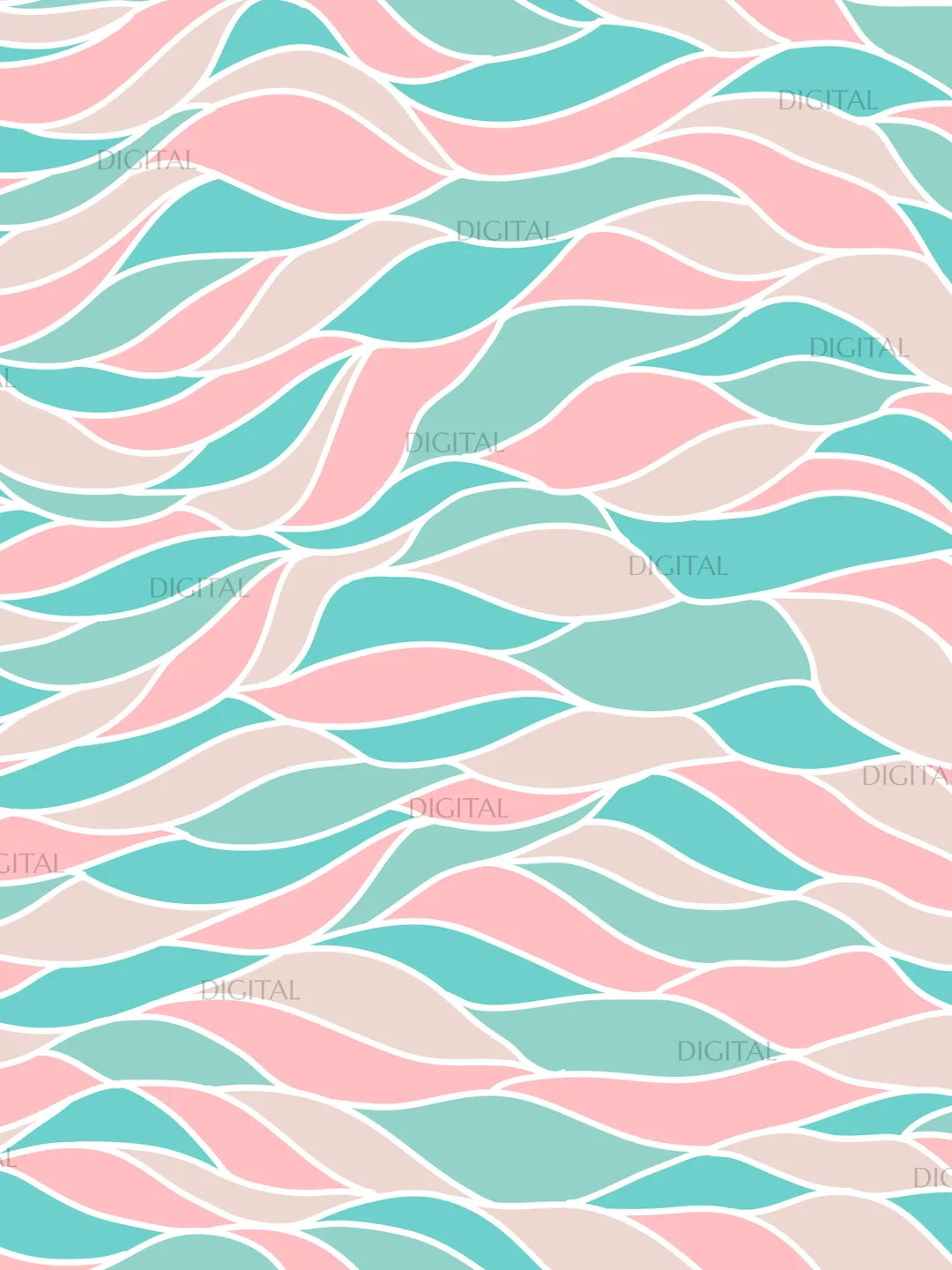 Pink Wave Paper Waves Digital Paper, Pattern Digital Paper Pack, Waves Background, Pink ...