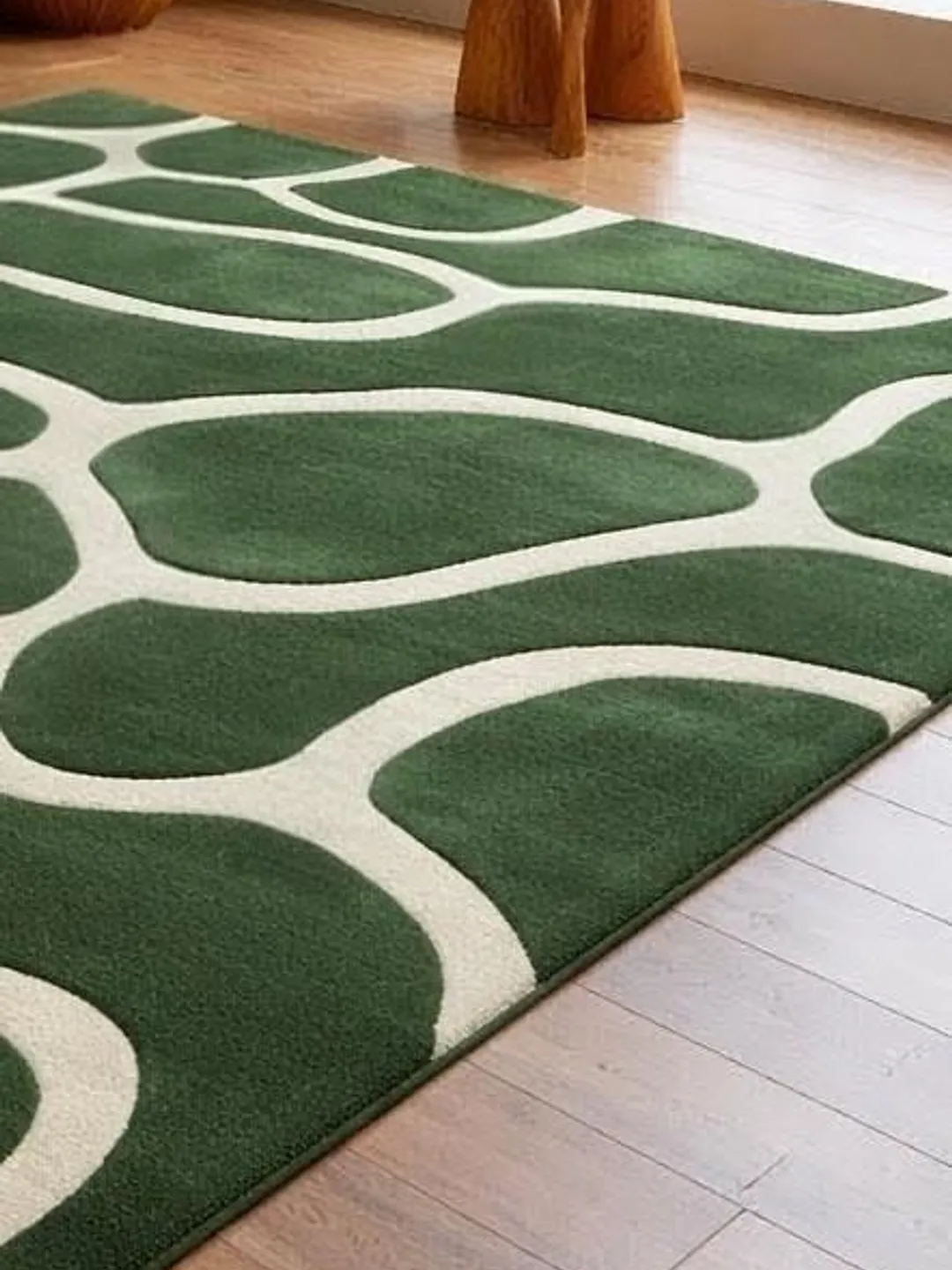 Green Abstract Organic Rug, Modern Hand Tufted Wool Area Rug ...