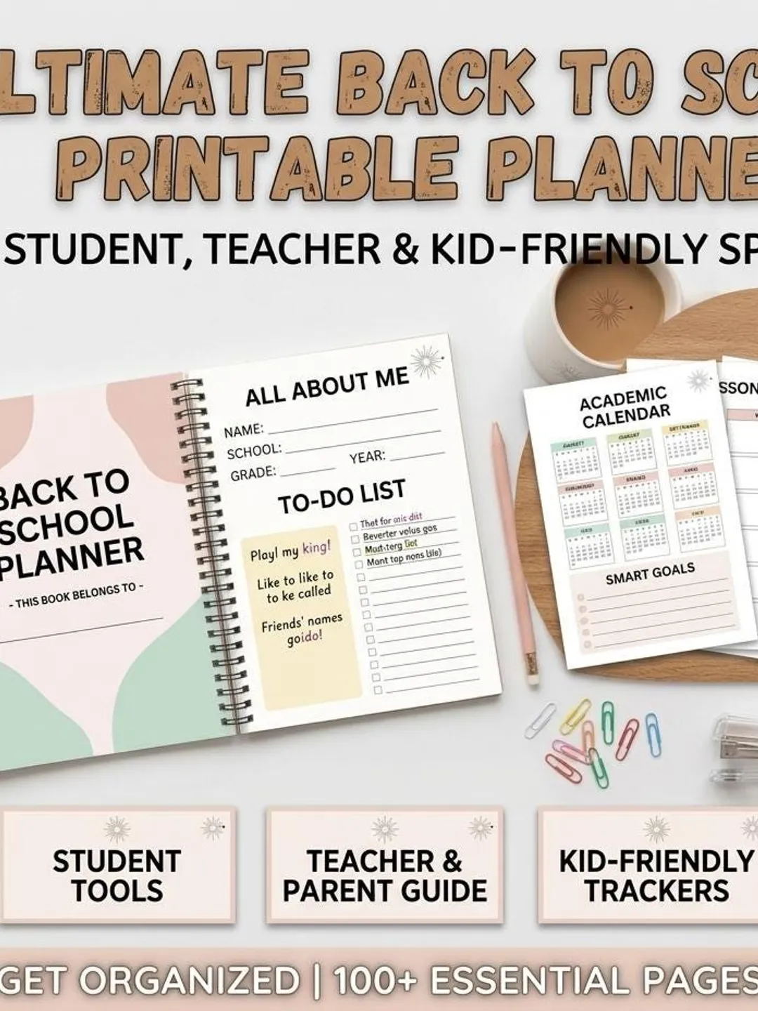 Back to School Planner, Student Planner, Teacher Lesson Planner, Academic Planner, Digital Planner for School, Printable Classroom Organizer