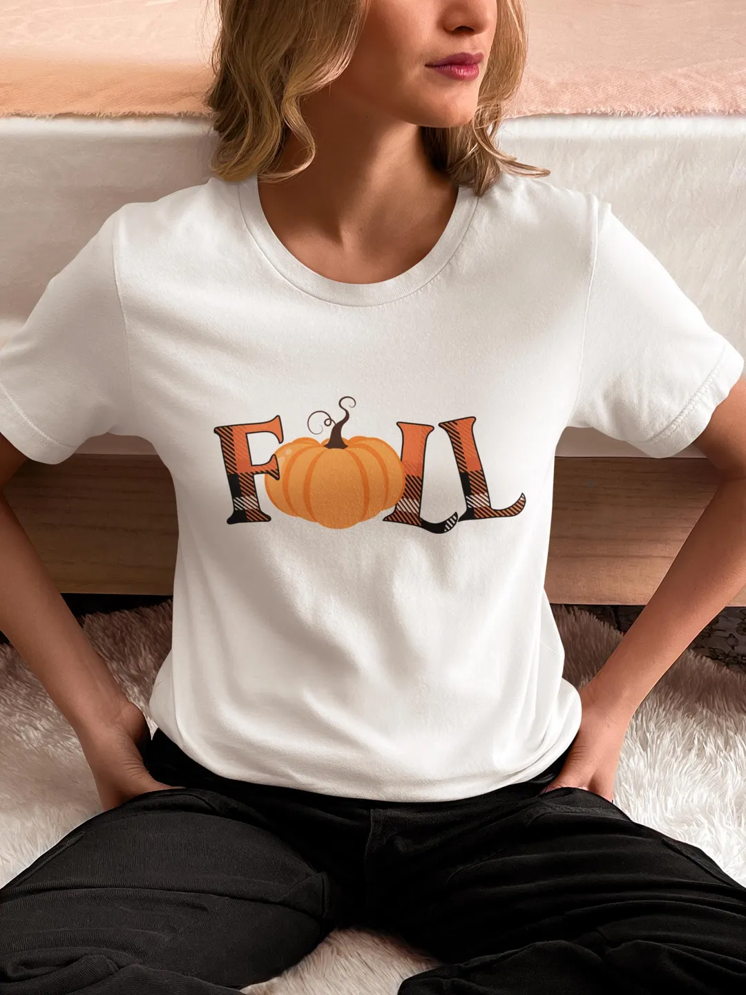 Fall Pumpkin Letter T-Shirt, Cute Autumn Tee, Halloween Day Shirt, Cozy Fall Season Top, Pumpkin Lover Gift, Trendy Fall Outfit