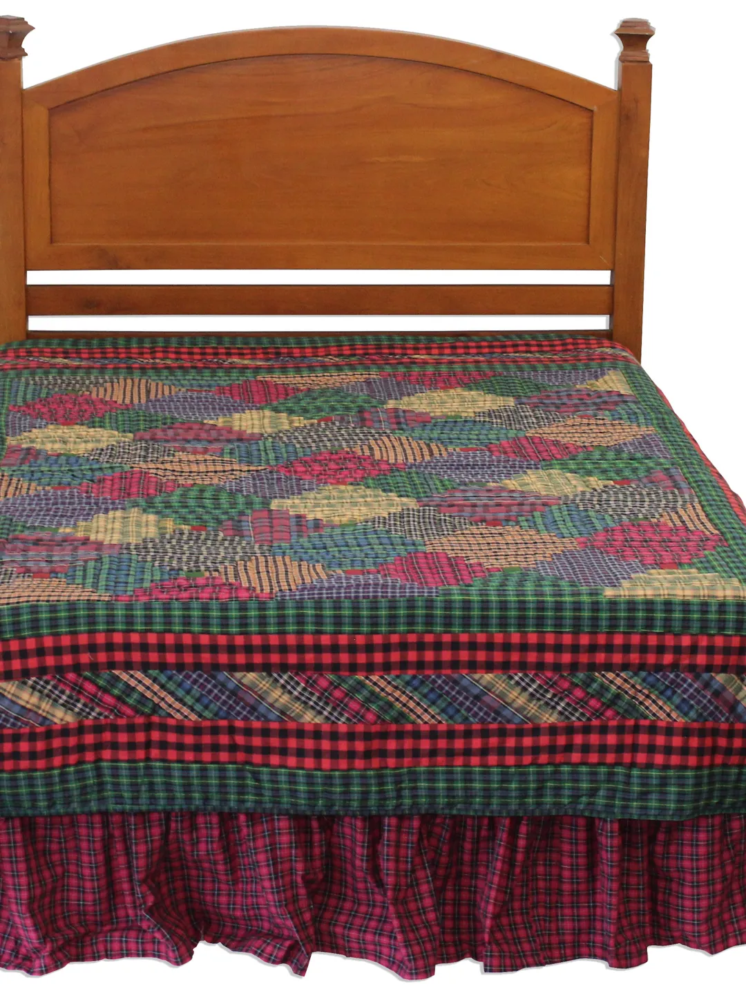 Patch Magic Quilts - Tartan Log Cabin Twin Quilt 65"W x 85"L