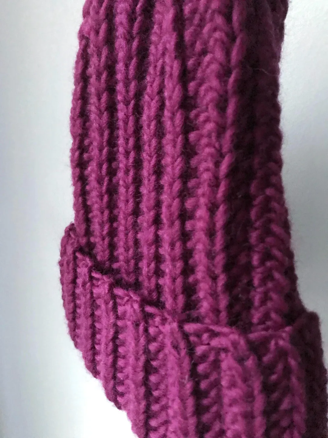 Warm Crochet Chunky Beanie - Plushy Cozy Winter Hat - Thick Folded Brim - Soft 100% Wool Stocking Cap - Unisex Trendy Purple or Custom Color