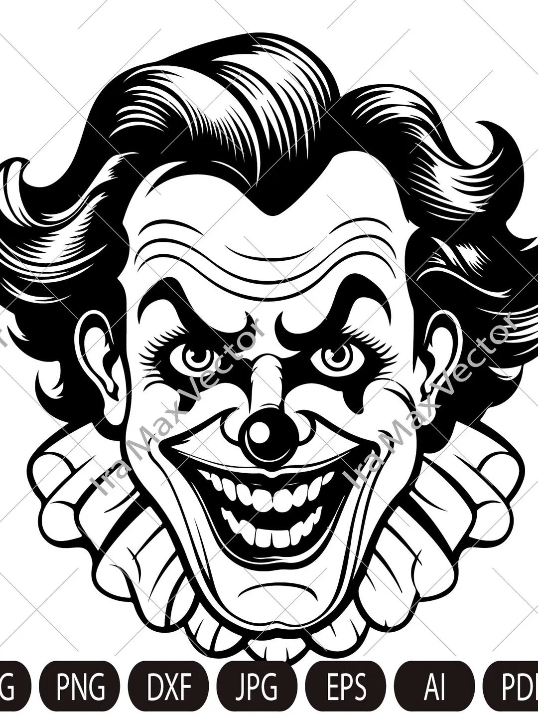 Clown Svg, Evil Clown, Clown Clipart, Clown Cut File,Сircus clown , Сlown Silhouette, Сlown vector, Clown Face, Halloween SVG,Joker svg,