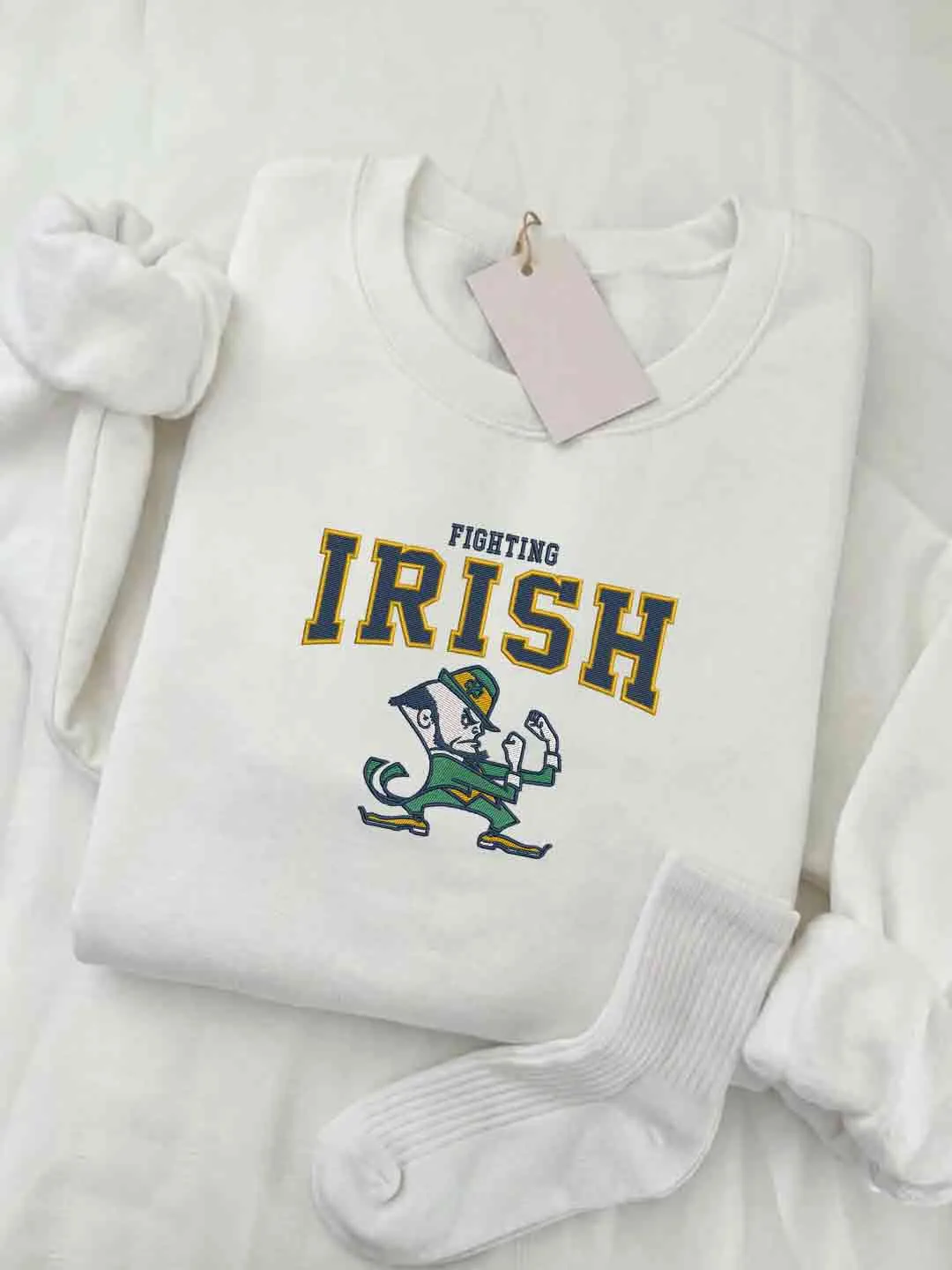 Notre Dame Fighting Irish Embroidered Sweatshirt, Sport Embroidered Crewneck, Notre Dame Fighting Football Embroidered Shirt, Sweatshirt, Crewneck Gift