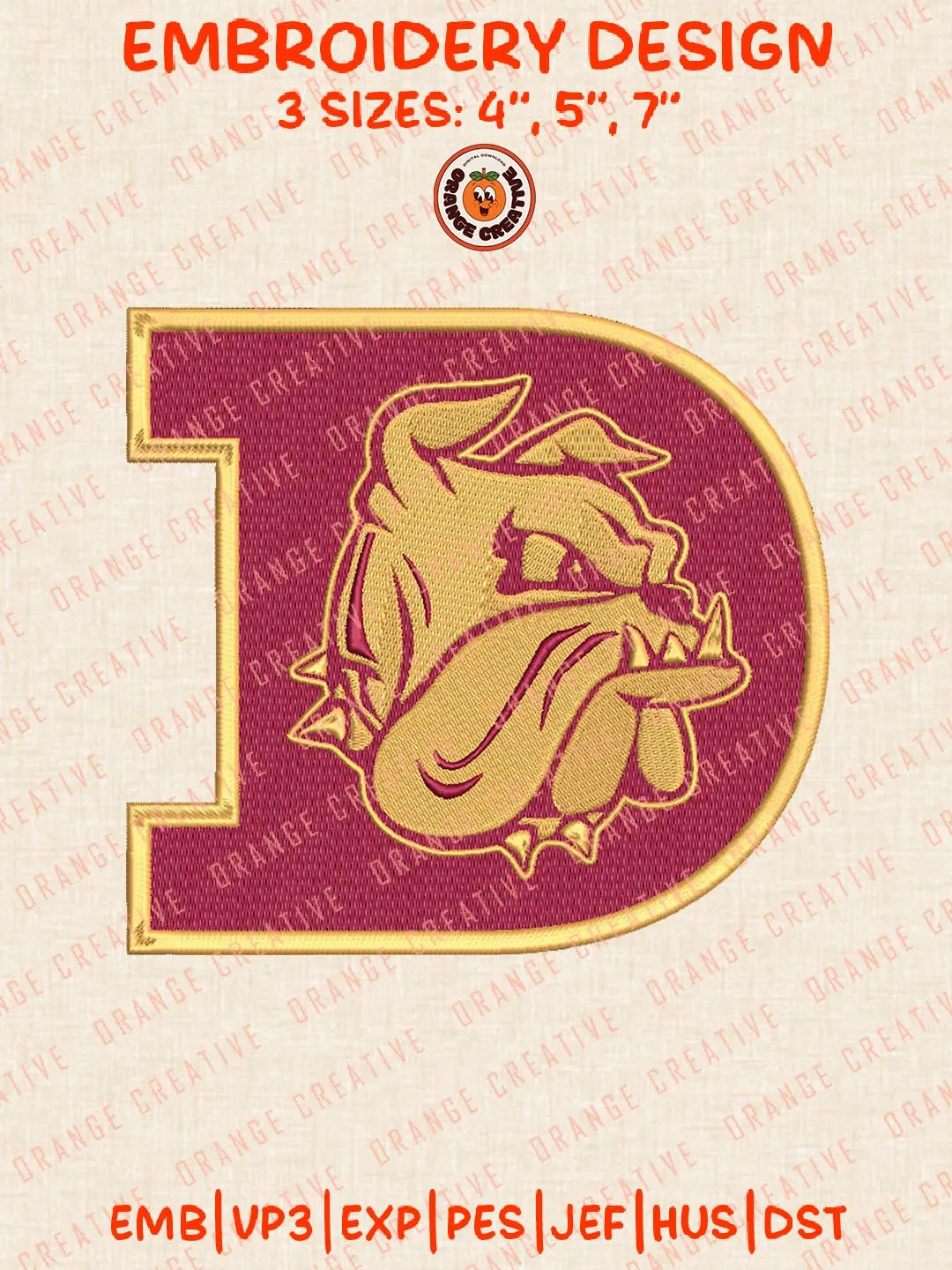 Minnesota Duluth Bulldogs NCAA Embroidery Design, NCAA Team Logo Embroidery Design, Machine Embroidery Design File, 4 Sizes, Custom Size, Digital Download