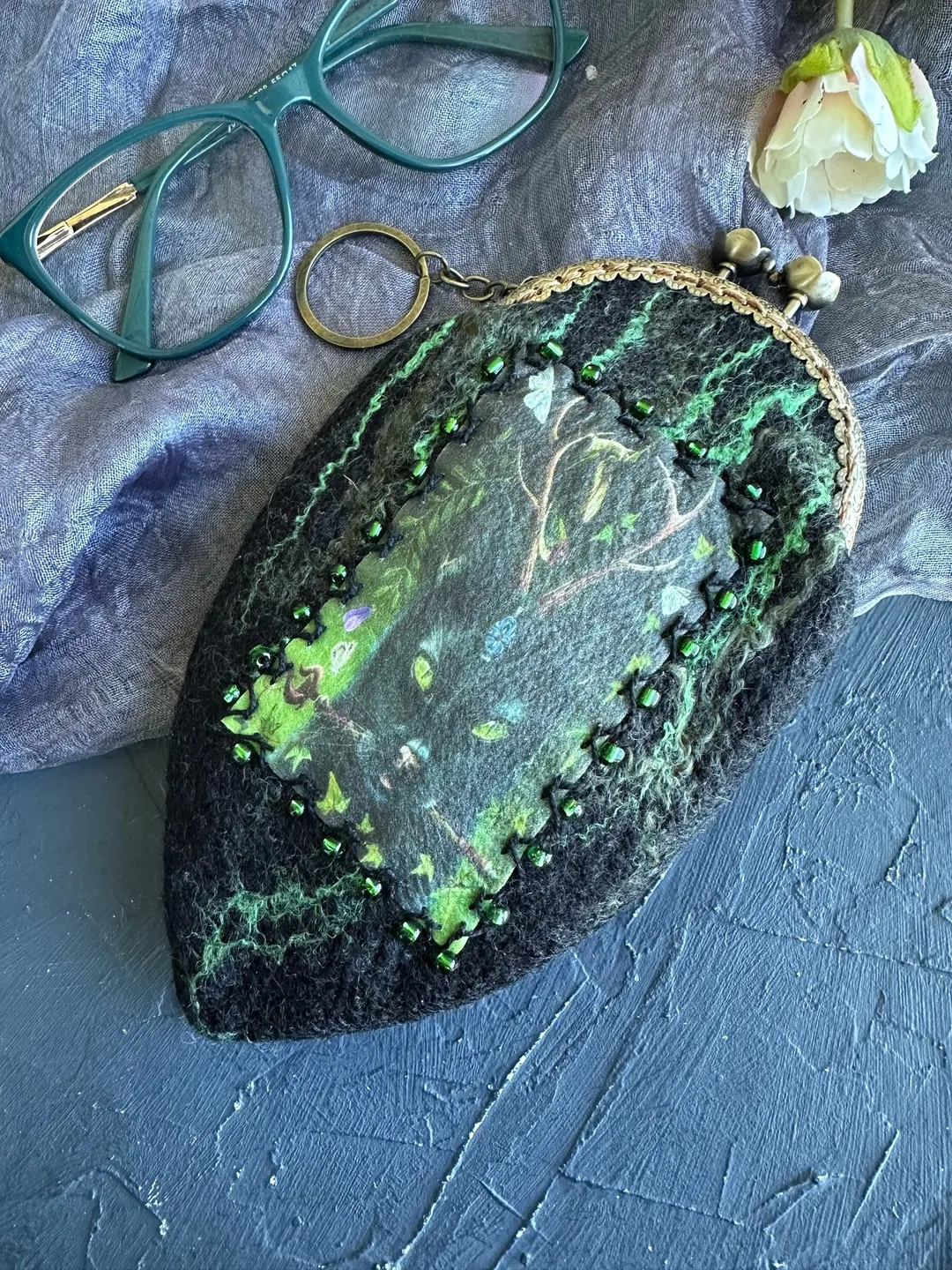 Glasses case Black cat. Gift for woman.