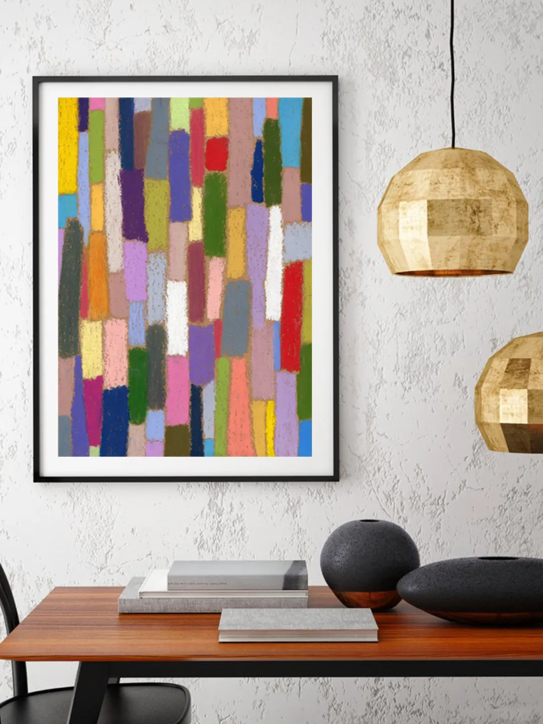 Printable pattern Abstract colored stripes, Large poster, Digital file, Home decor, Art print, Color oil pastel painting