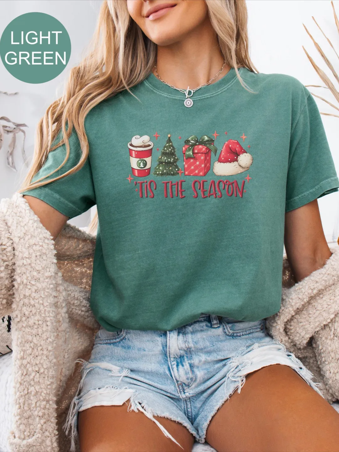 Comfort Colors® Tis The Season Shirt, Christmas Tis The Season T-shirt, Merry Christmas Shirt, Oversized Christmas T Shirt, Cute Winter Tee