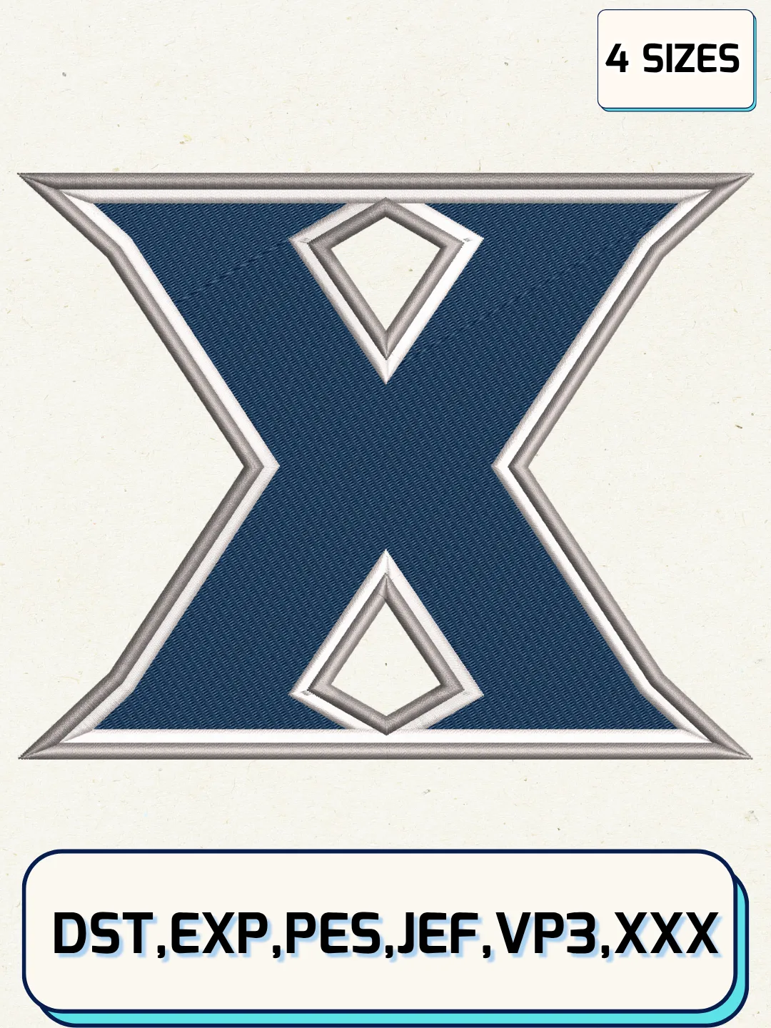 Xavier Musketeers Logo Embroidery Design File,NCAA Logo Embroidery Design, Machine Embroidery Files, 4 Sizes