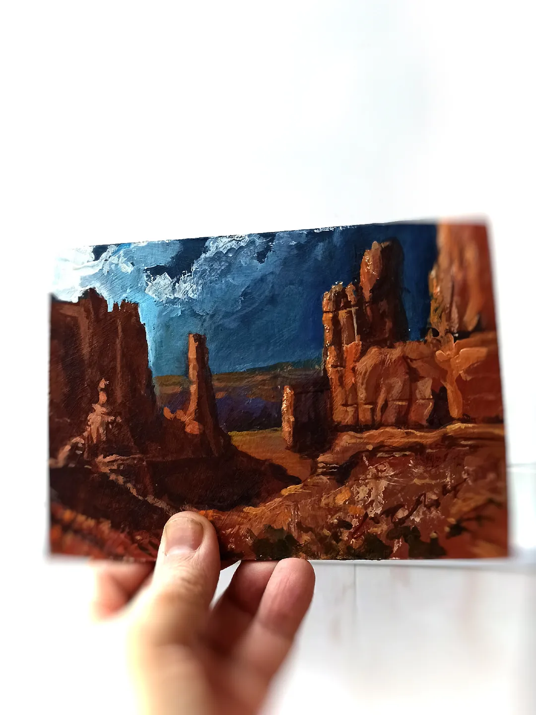 The Courthouse Towers. Original acrylic painting 5x7"