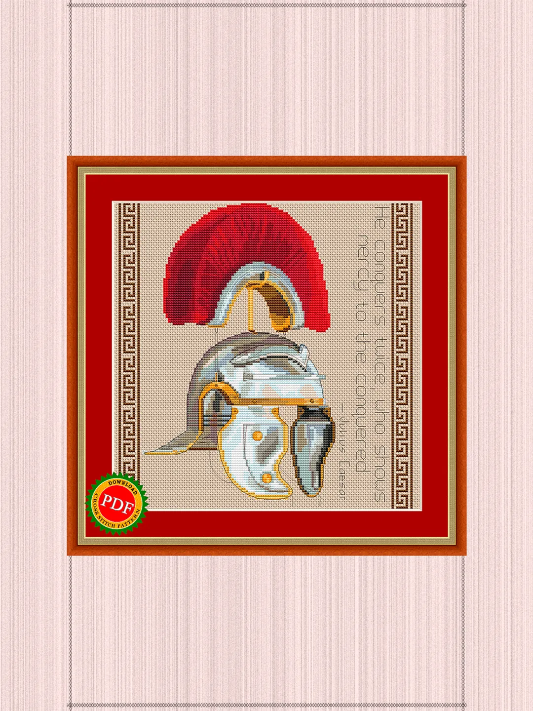 Helmet Cross Stitch Pattern | Roman Centurion Helmet