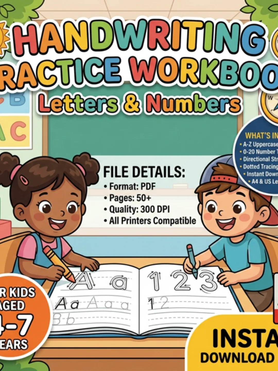 Alphabet & Number Writing Workbook — Kids Learning Practice
